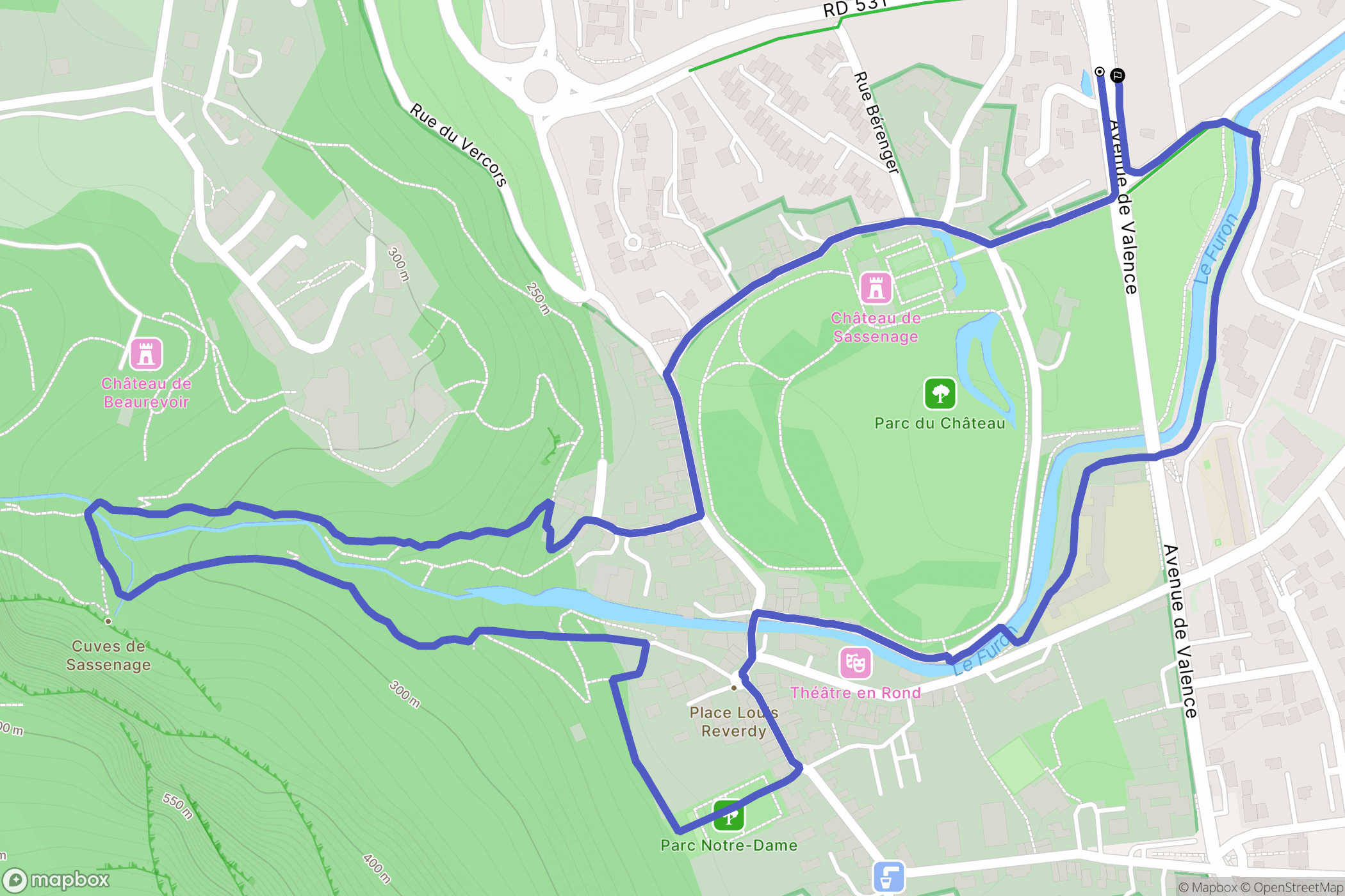 Sassenage : carte du parcours de randonnée - France