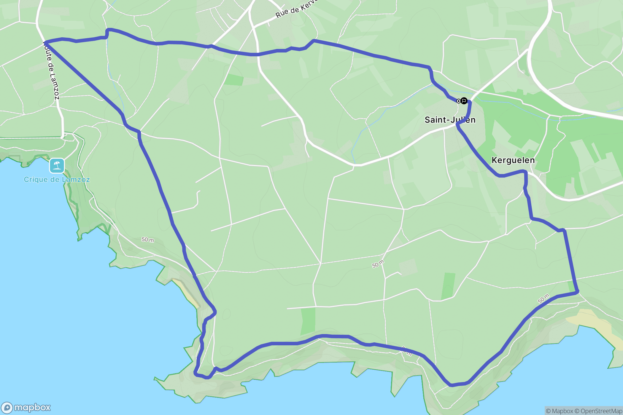 Camaret-sur-Mer : carte du parcours de randonnée - France