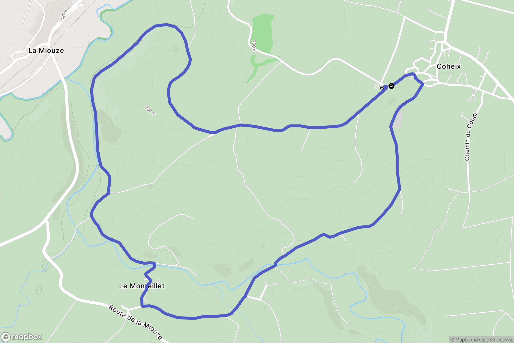 Mazaye : carte du parcours de randonnée - France