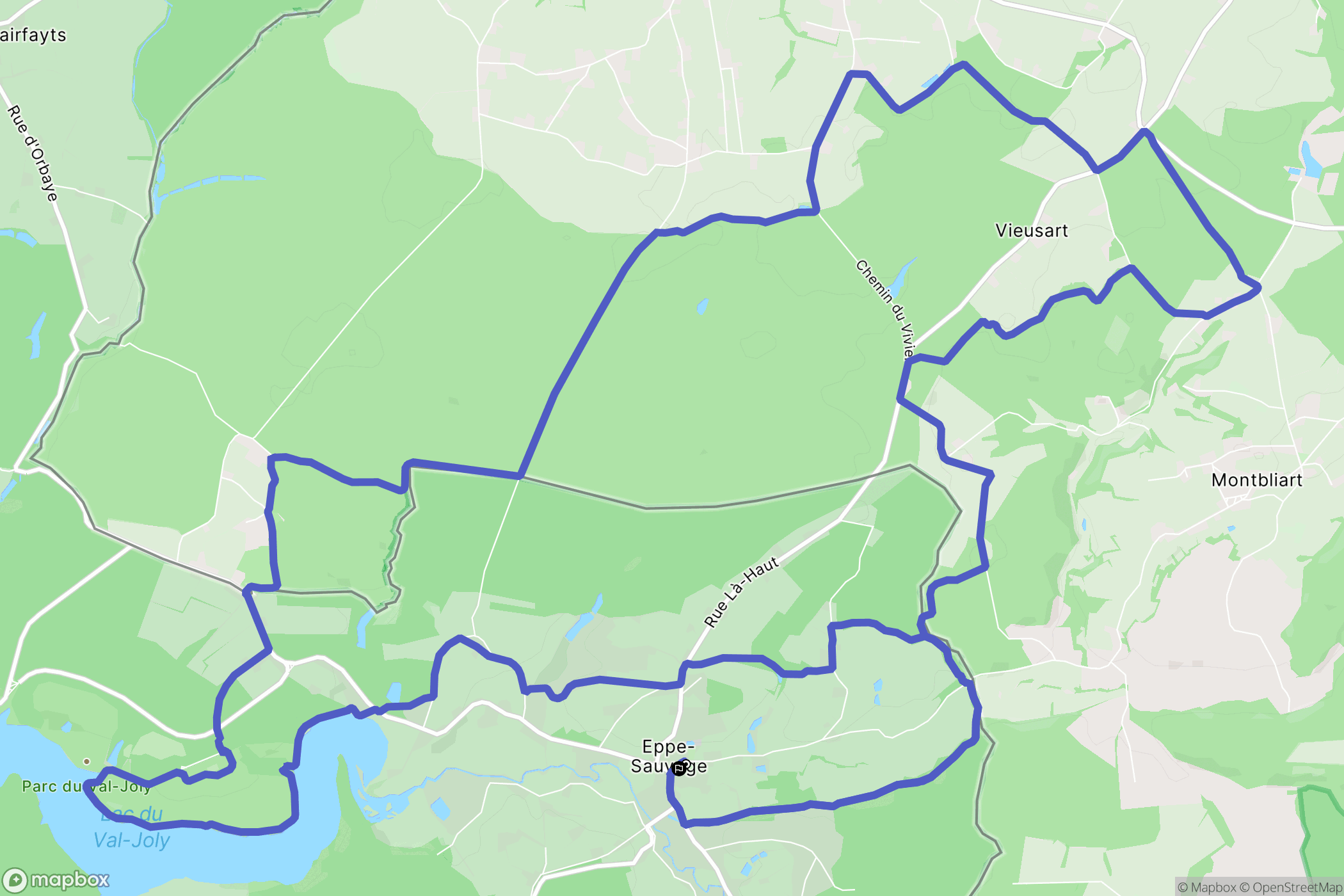 Eppe-Sauvage : carte du parcours de randonnée - France