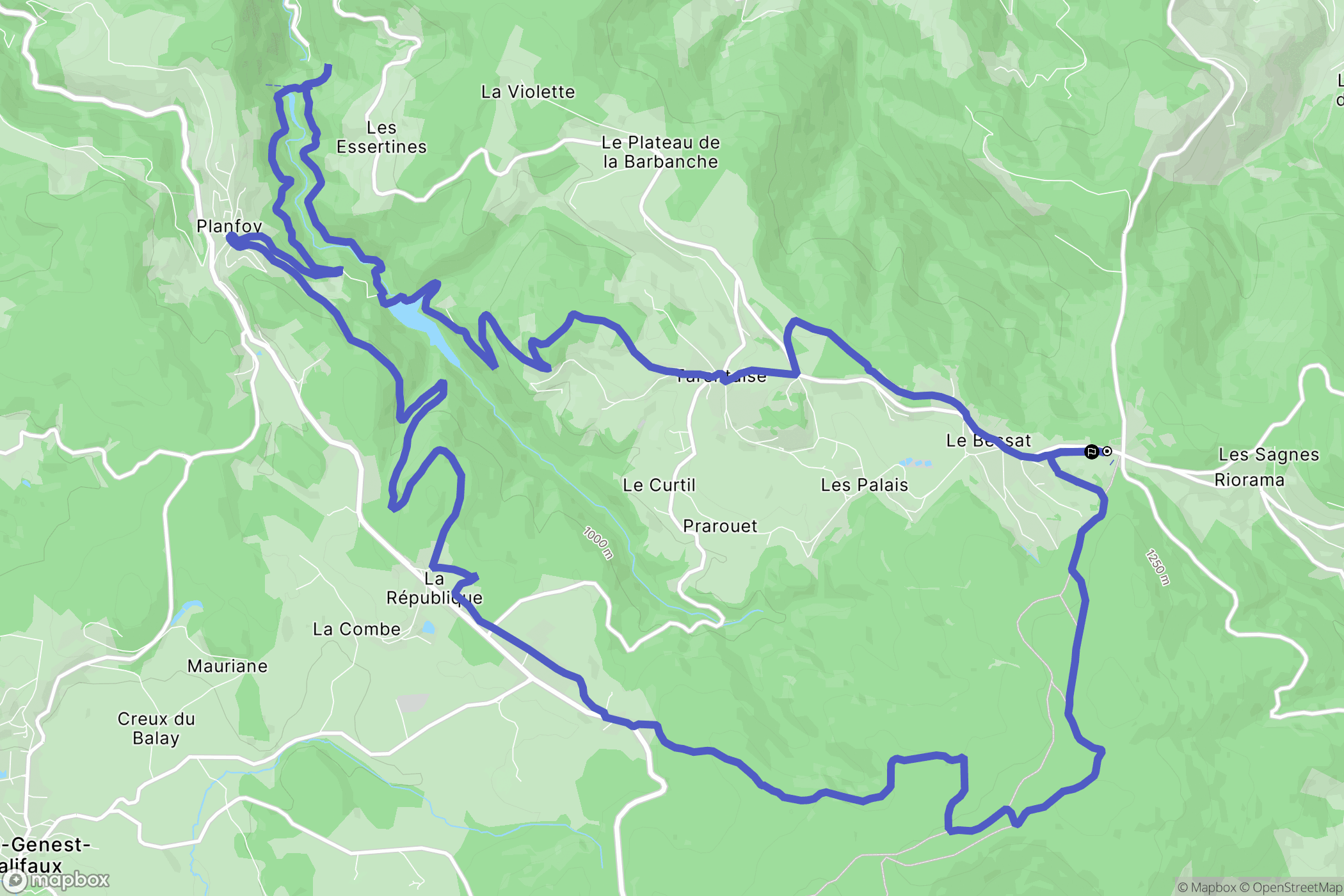 Thélis-la-Combe : carte du parcours de randonnée - France