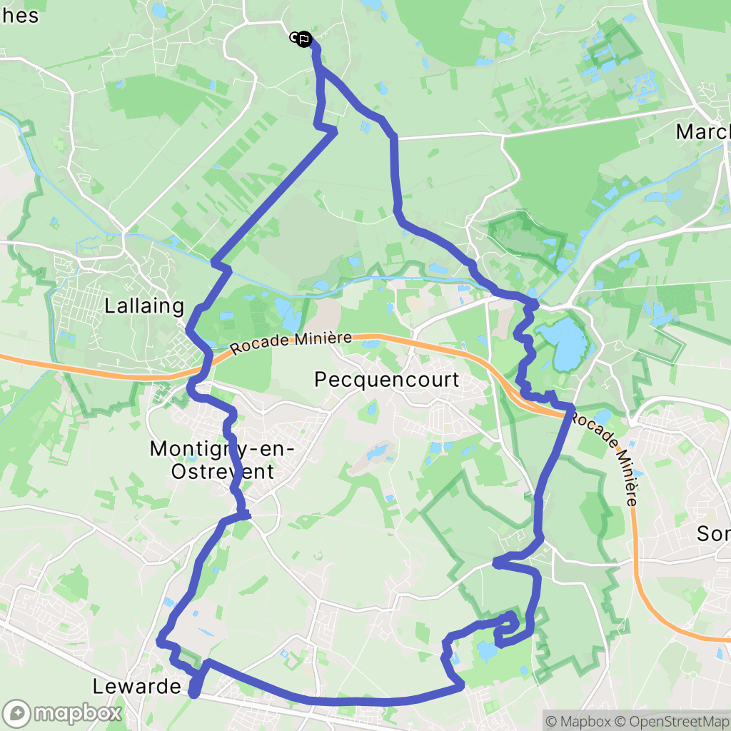 Flines-lez-Raches : carte du parcours de randonnée - France