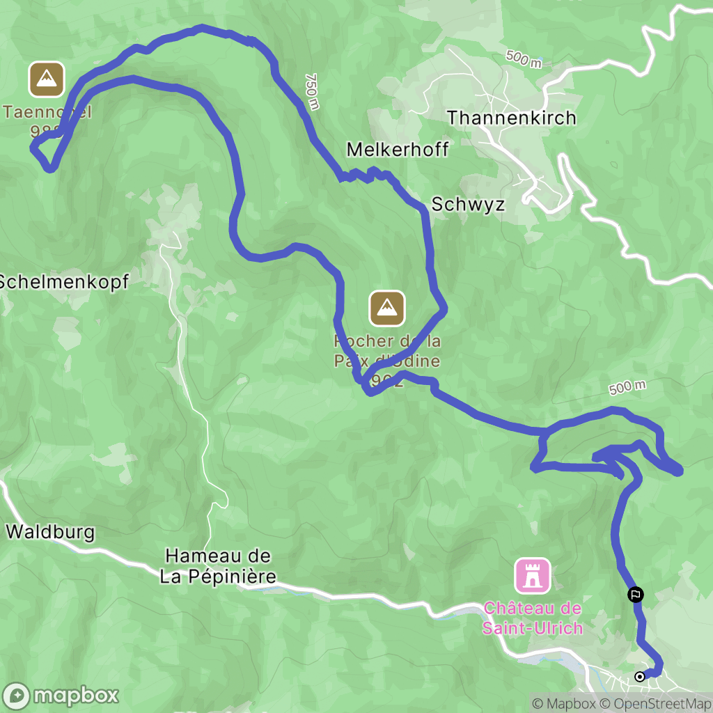 Ribeauvillé : carte du parcours de randonnée - France