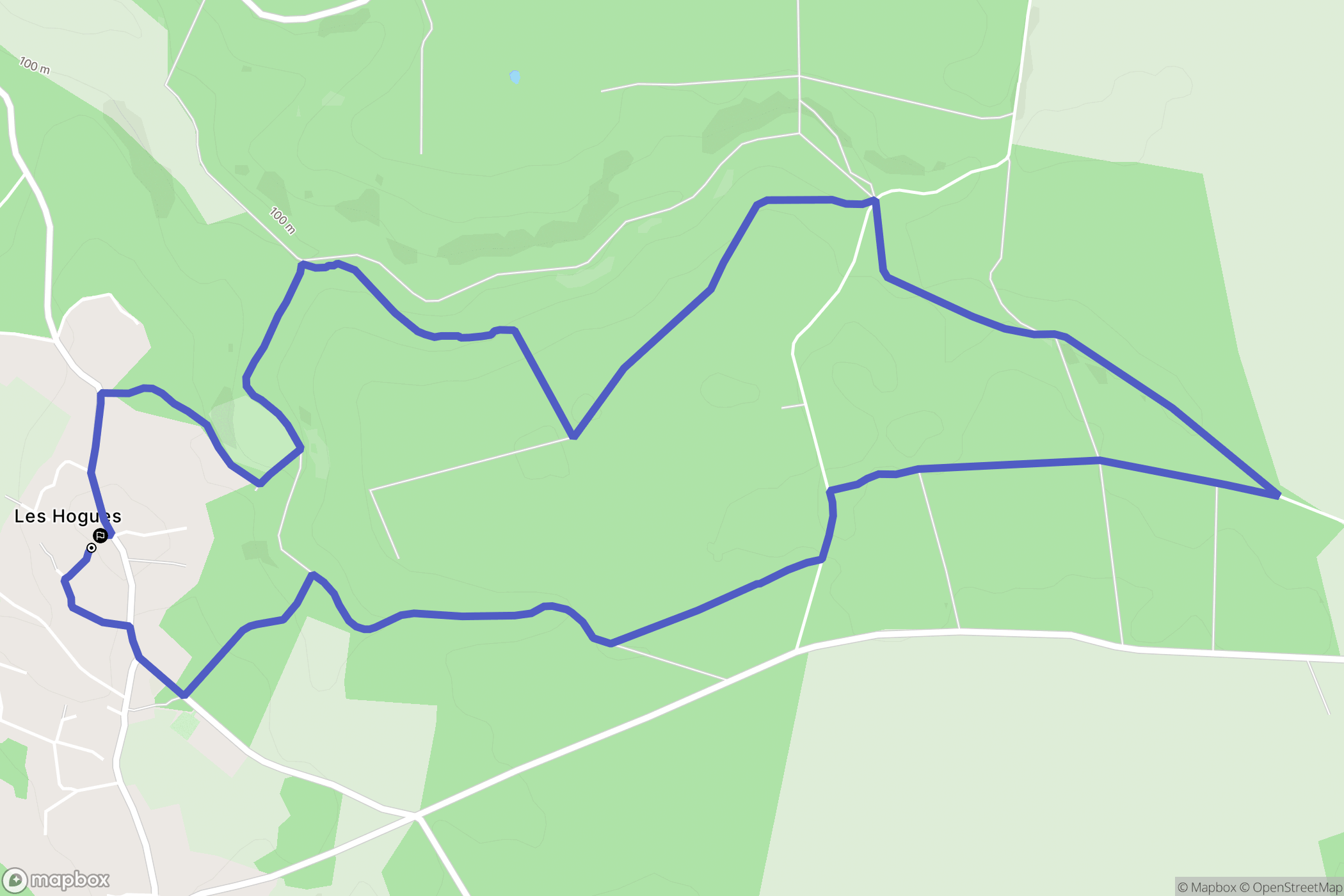 Les Hogues : carte du parcours de randonnée - France