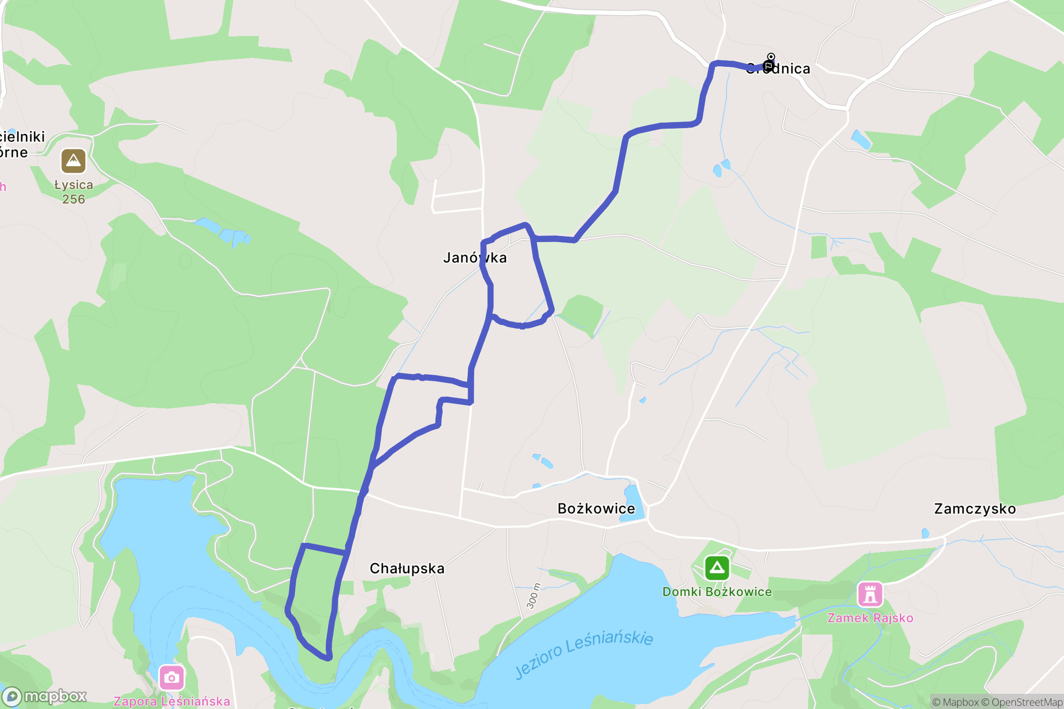 Grodnica: mapa trasy - Poland