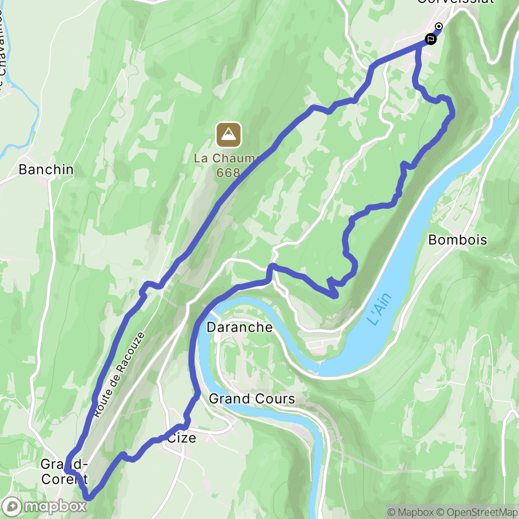 Corveissiat : carte du parcours de randonnée - France
