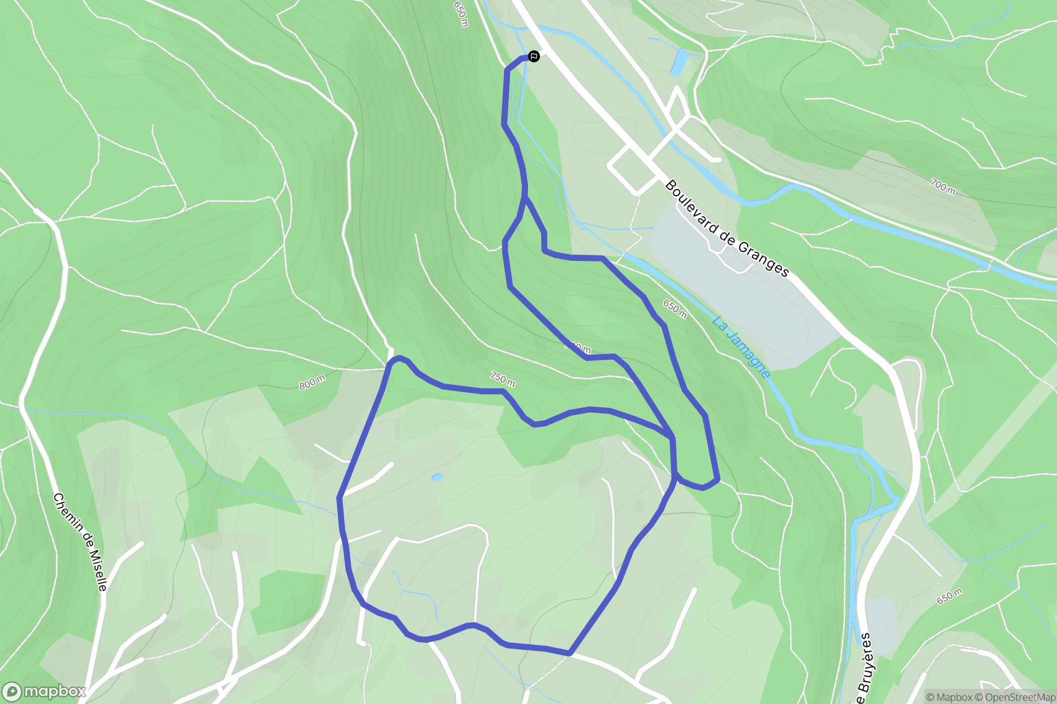 Gérardmer : carte du parcours de randonnée - France
