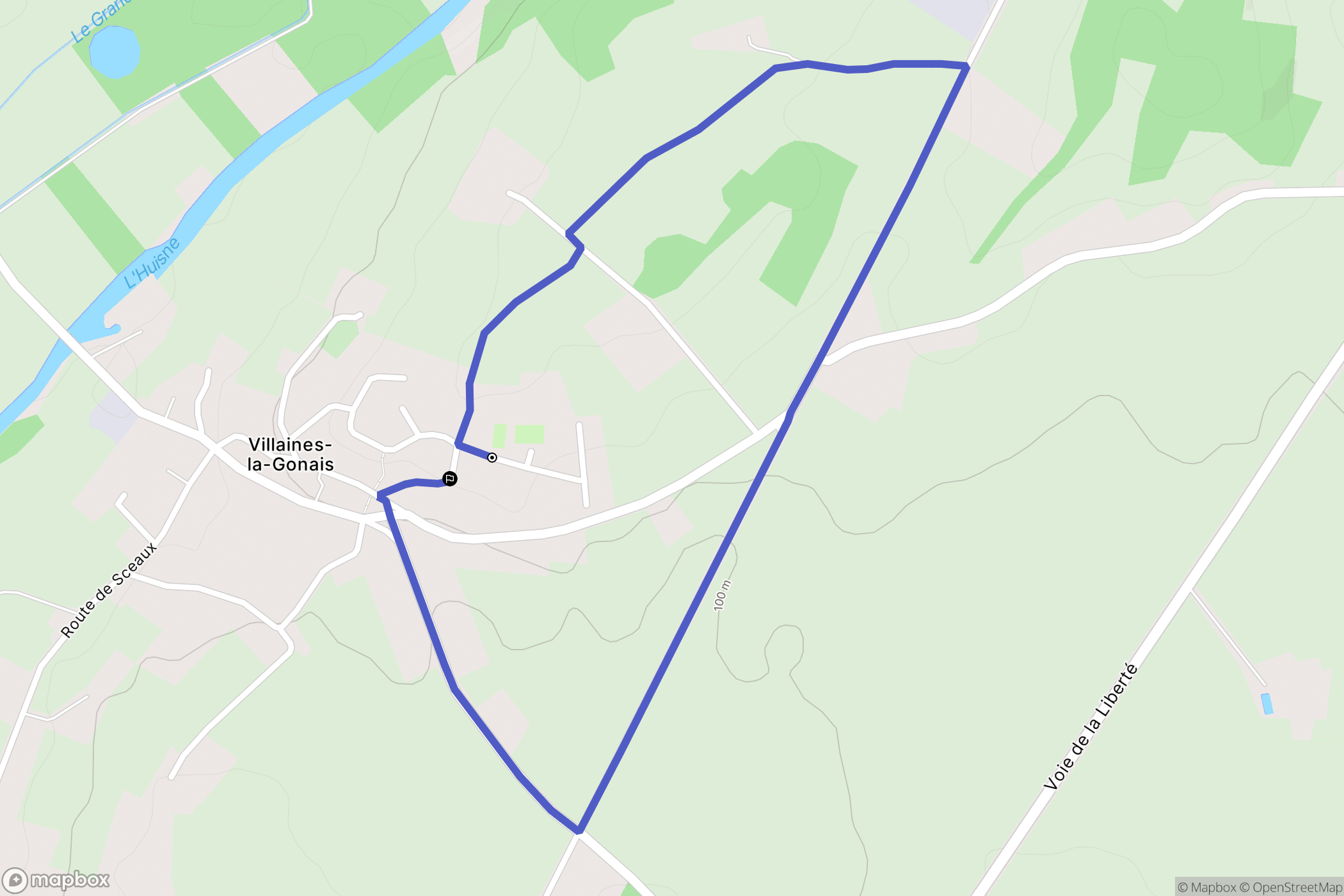 Villaines-la-Gonais : carte du parcours de randonnée - France
