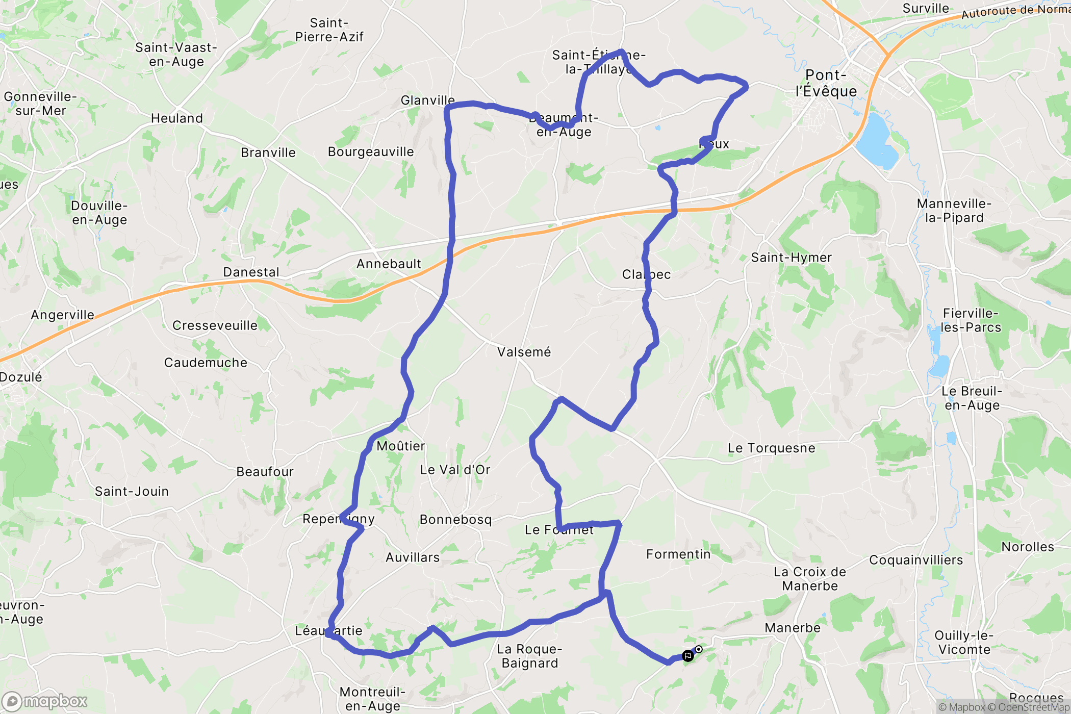 Manerbe : carte du parcours de randonnée - France