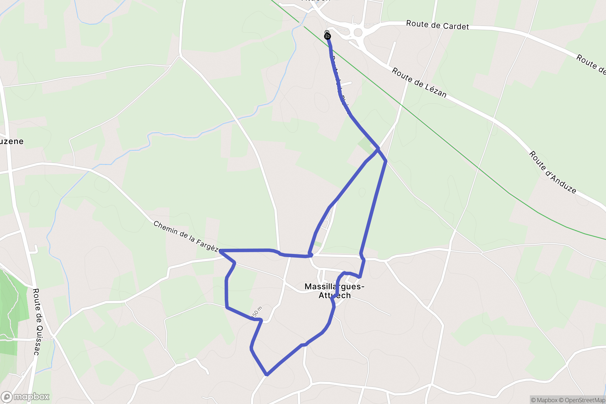 Massillargues-Attuech : carte du parcours de randonnée - France