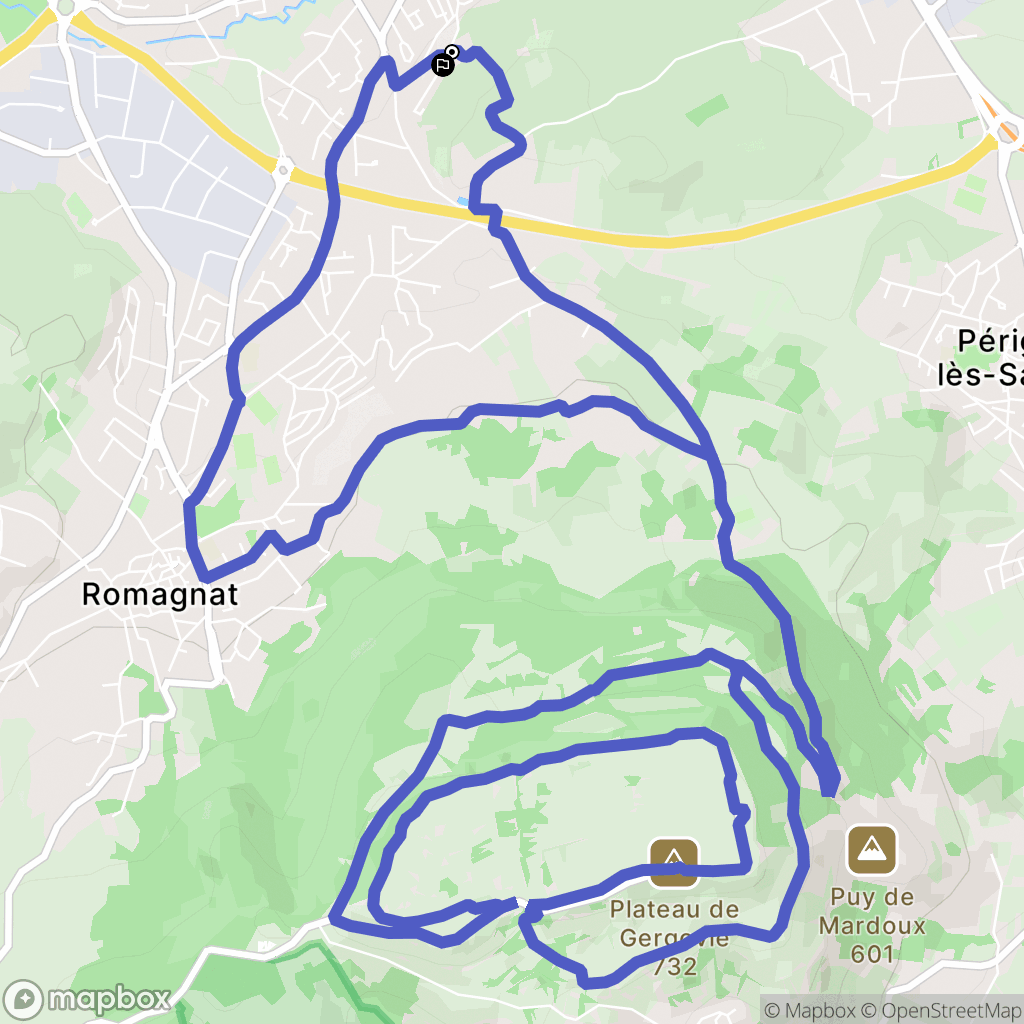 Aubière : carte du parcours de randonnée - France