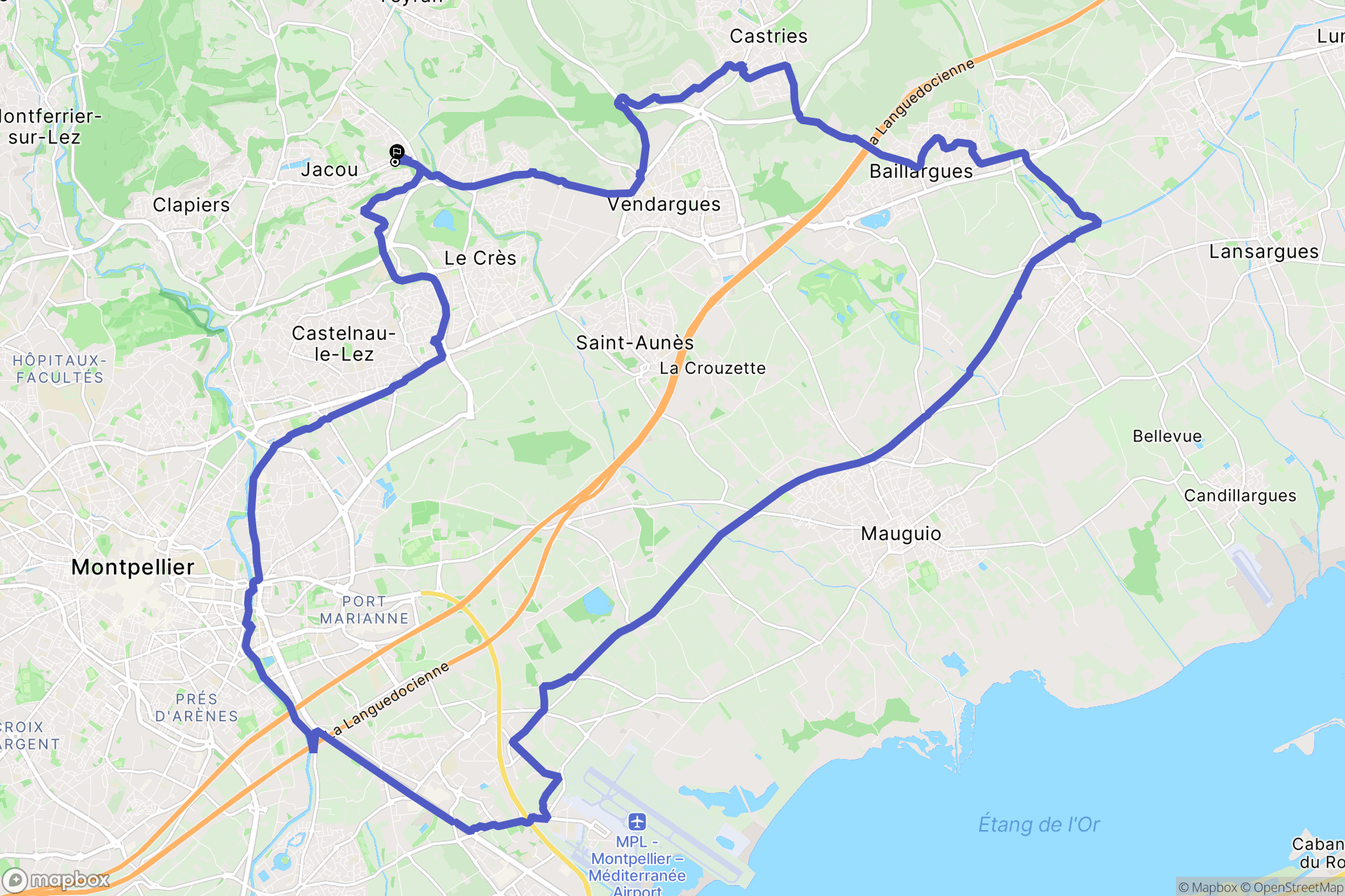 Jacou : carte du parcours de randonnée - France