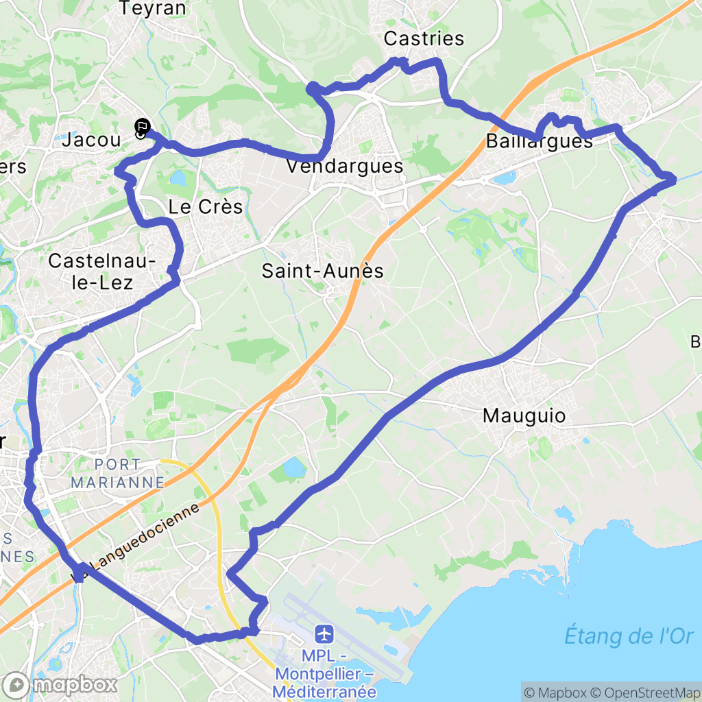 Jacou : carte du parcours de randonnée - France