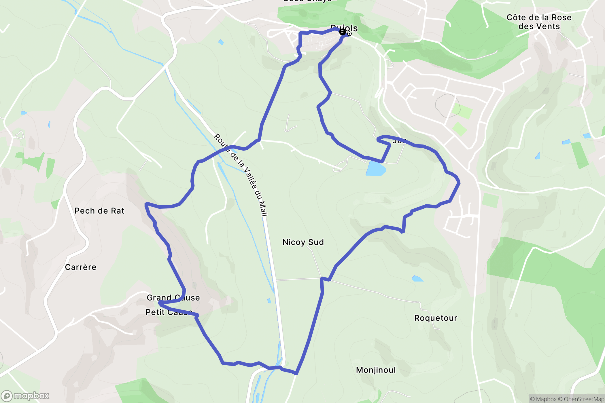 Pujols : carte du parcours de randonnée - France
