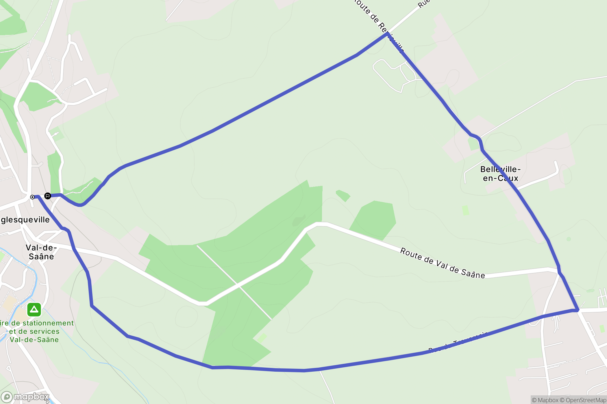 Val-de-Saâne : carte du parcours de randonnée - France