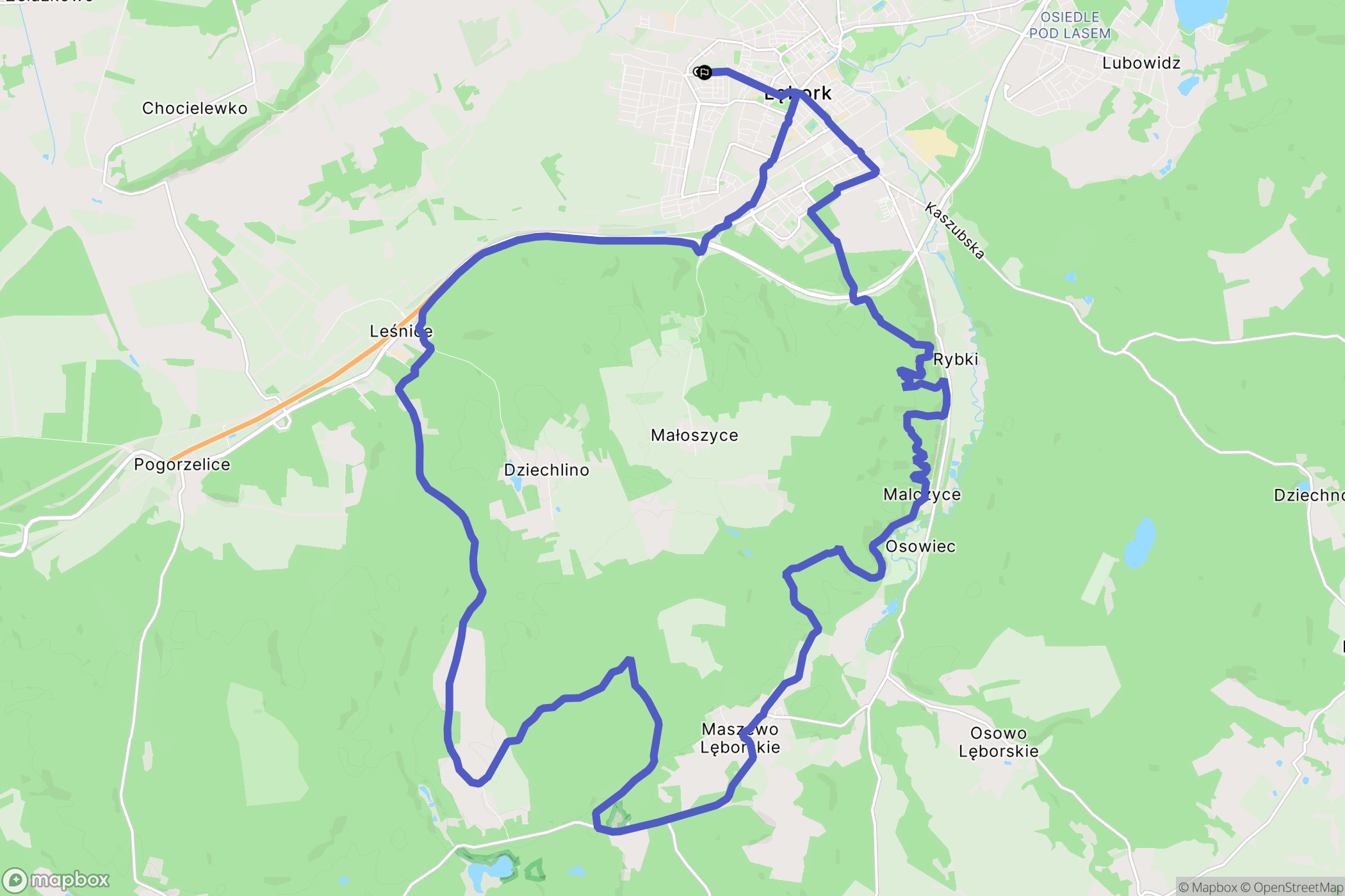 Lębork: mapa trasy - Poland