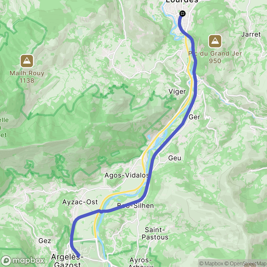 Lourdes : carte du parcours de randonnée - France