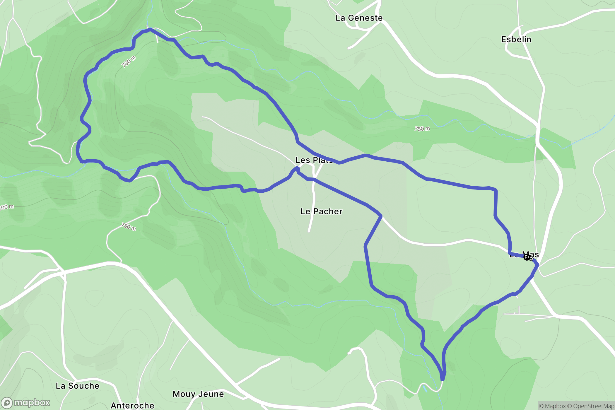 Le Vernet-Chaméane : carte du parcours de randonnée - France