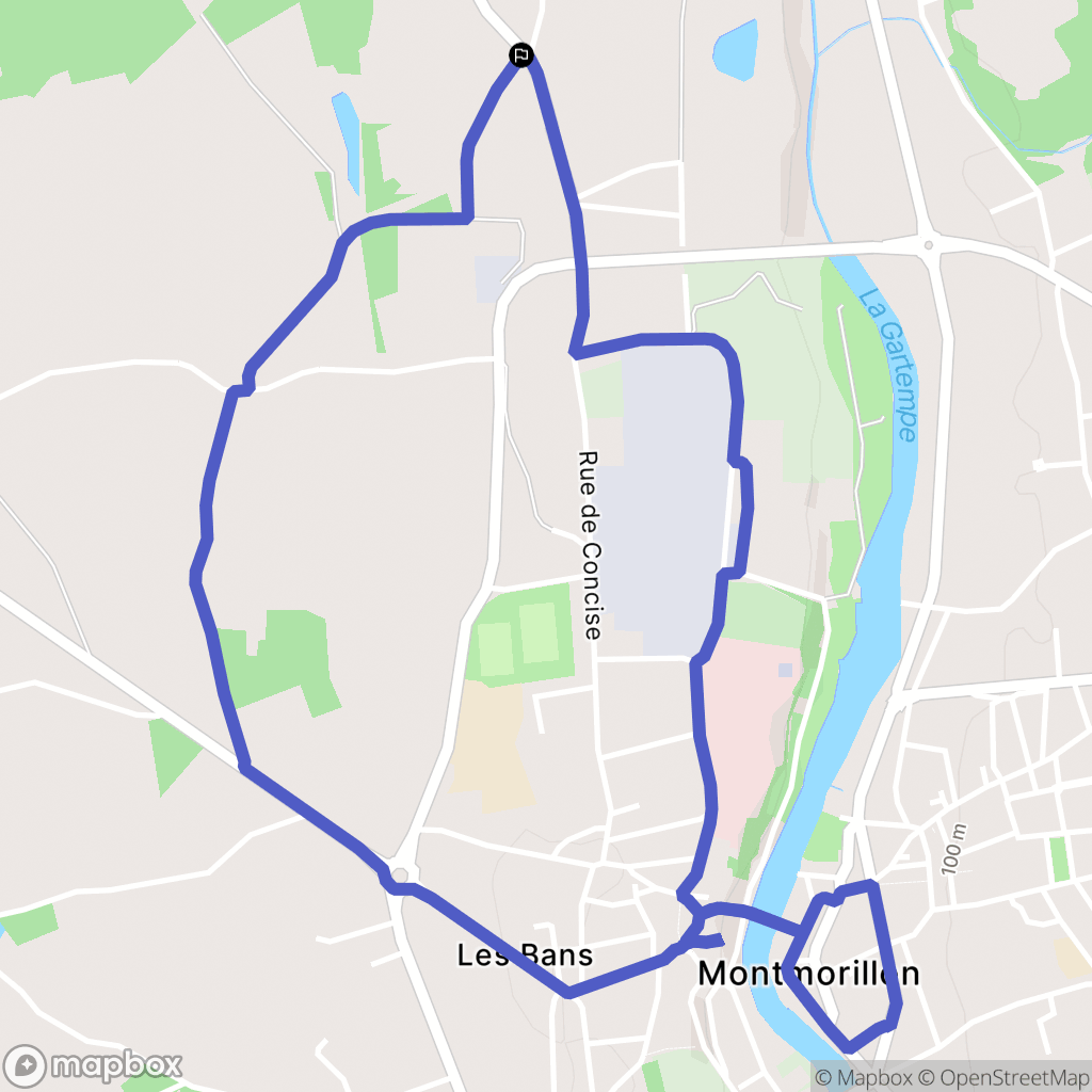 Montmorillon : carte du parcours de randonnée - France