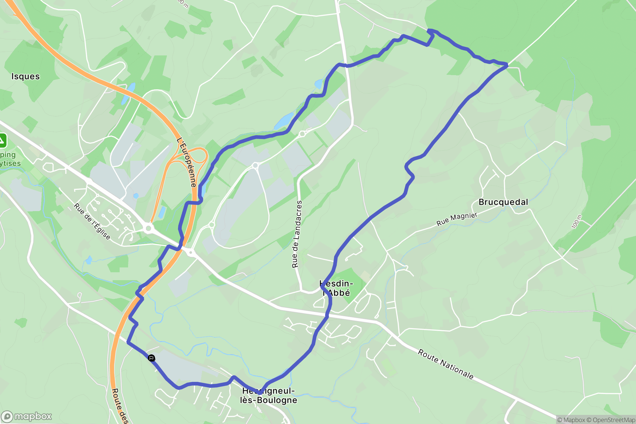 Hesdigneul-lès-Boulogne : carte du parcours de randonnée - France