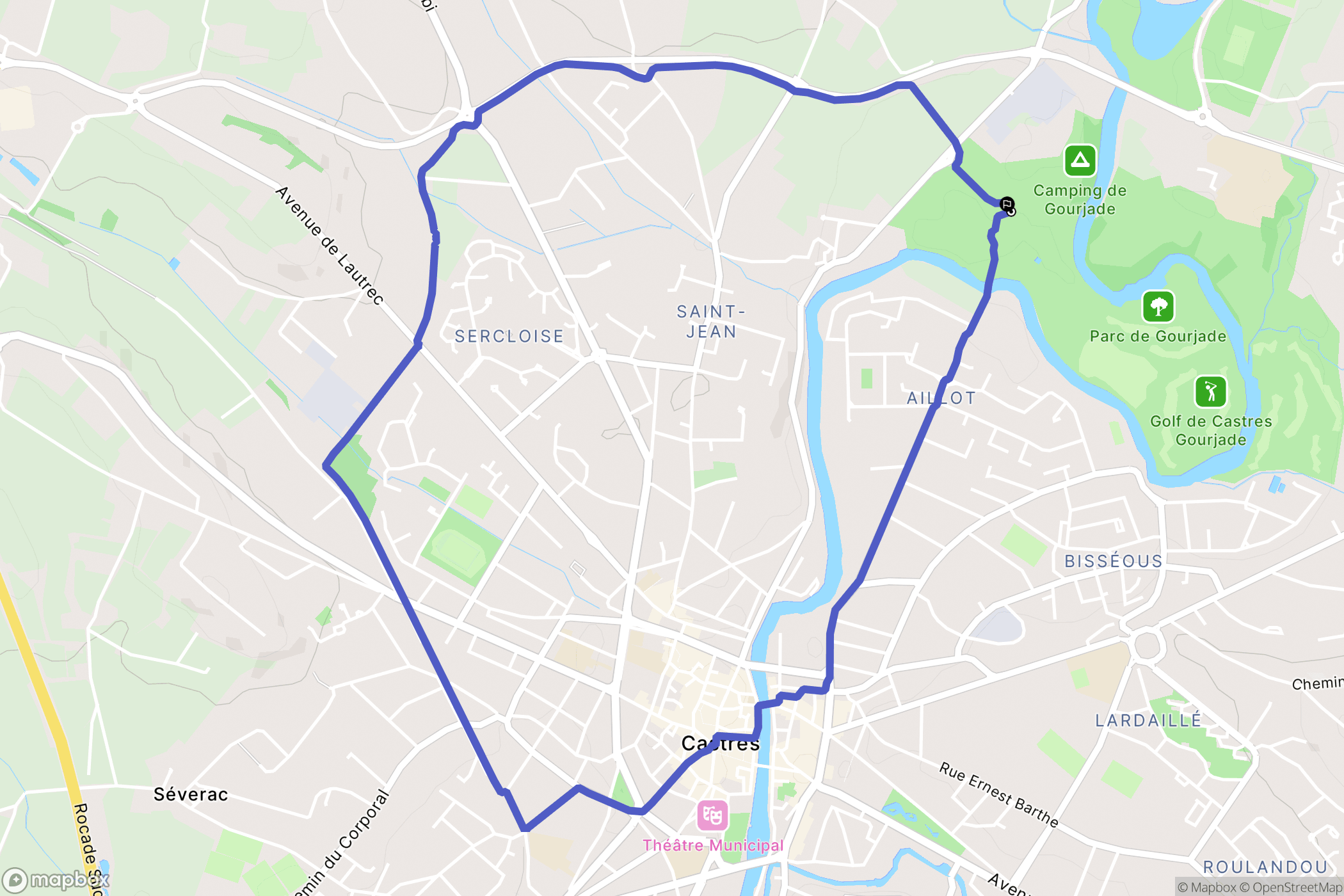 Castres : carte du parcours de randonnée - France