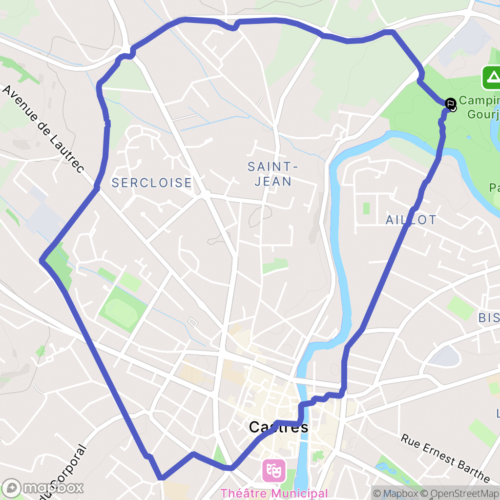 Castres : carte du parcours de randonnée - France