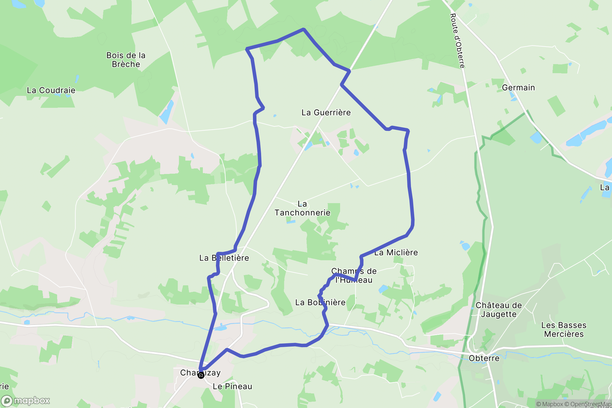 Charnizay : carte du parcours de randonnée - France