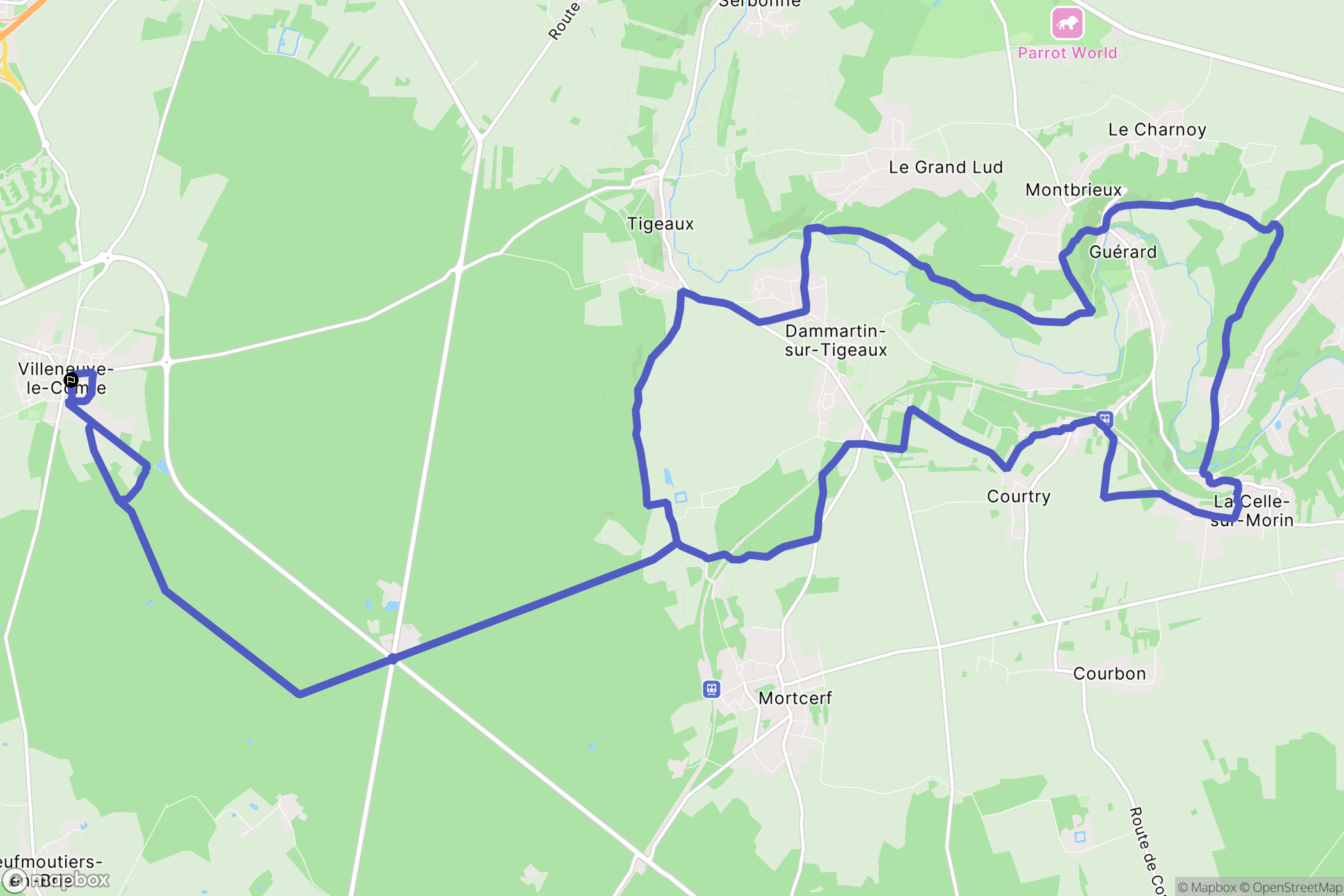 Villeneuve-le-Comte : carte du parcours de randonnée - France