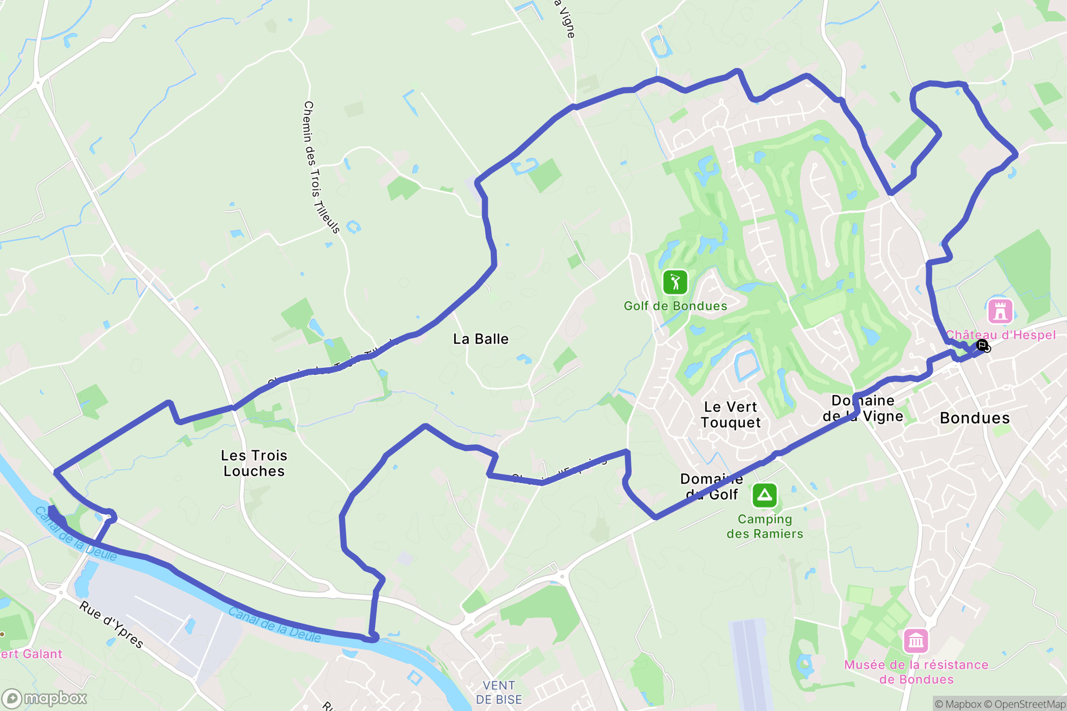 Bondues : carte du parcours de randonnée - France