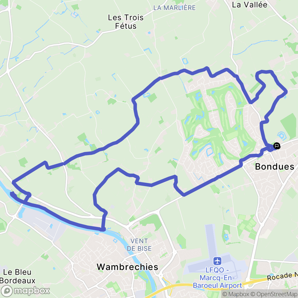 Bondues : carte du parcours de randonnée - France