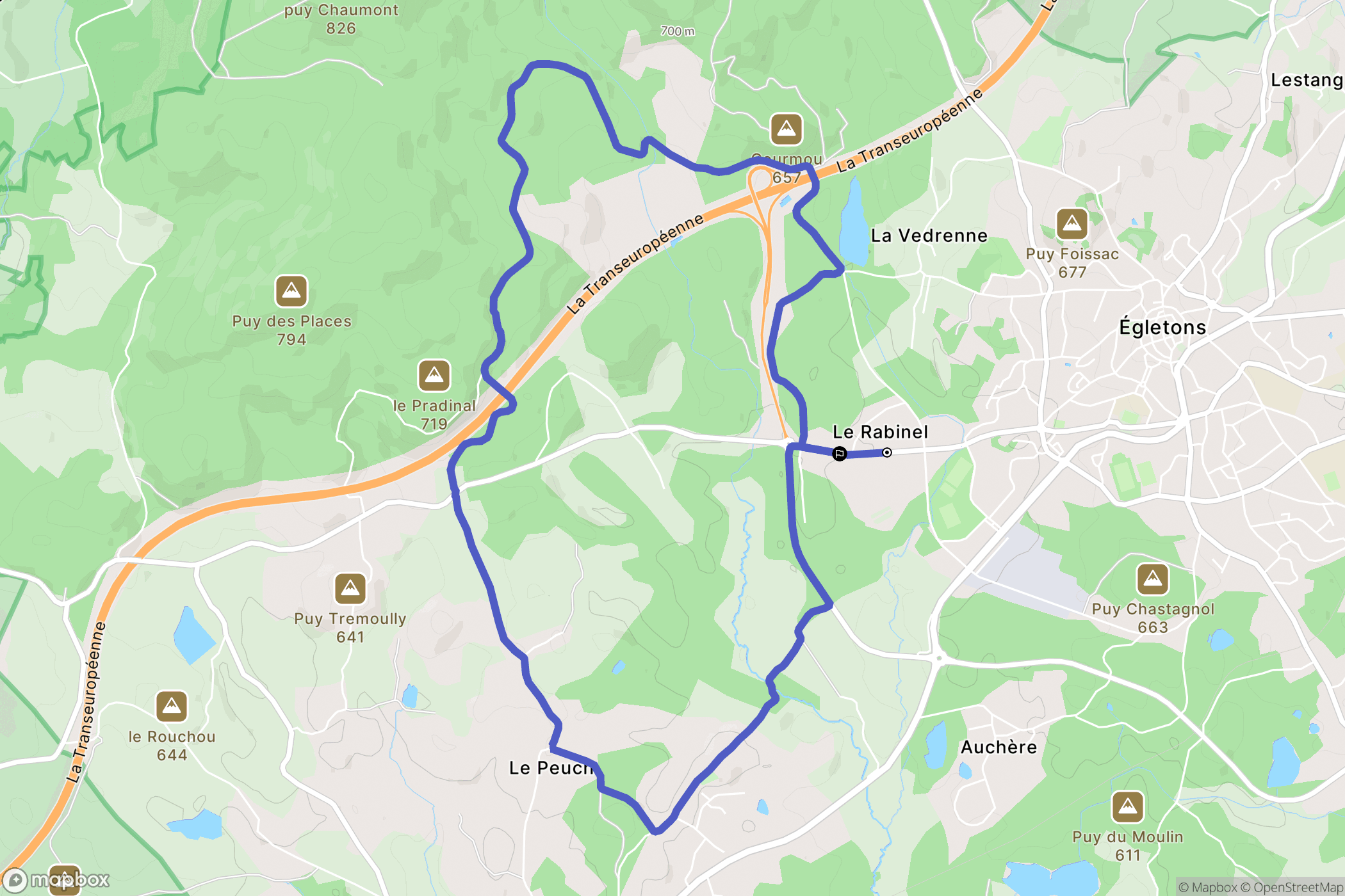Égletons : carte du parcours de randonnée - France