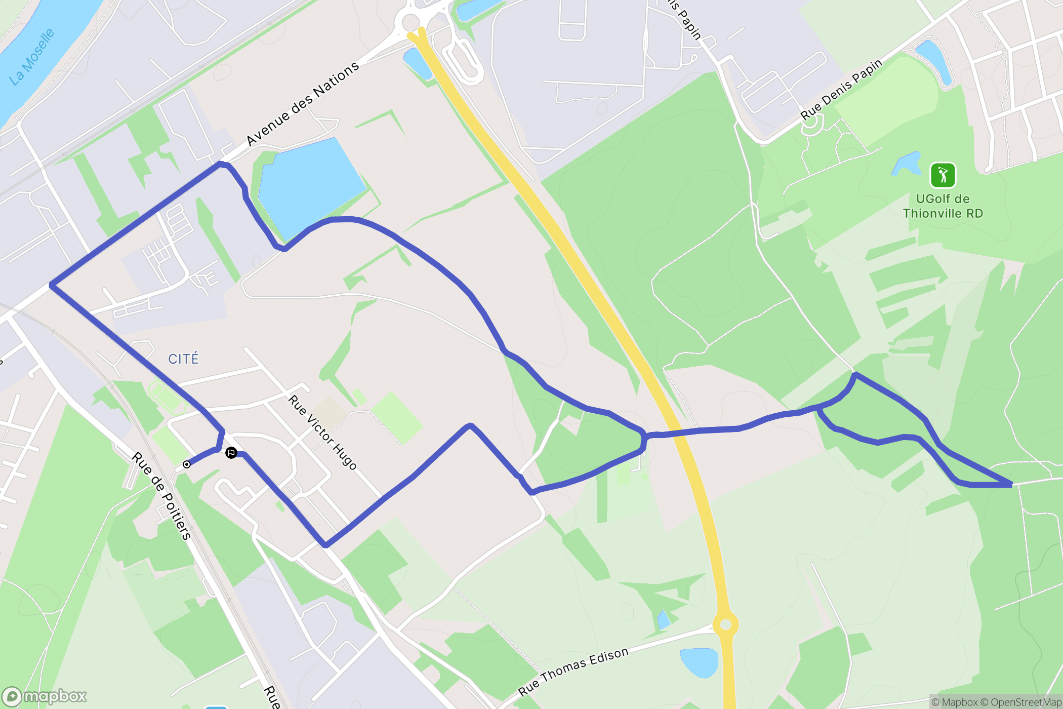 Yutz : carte du parcours de randonnée - France