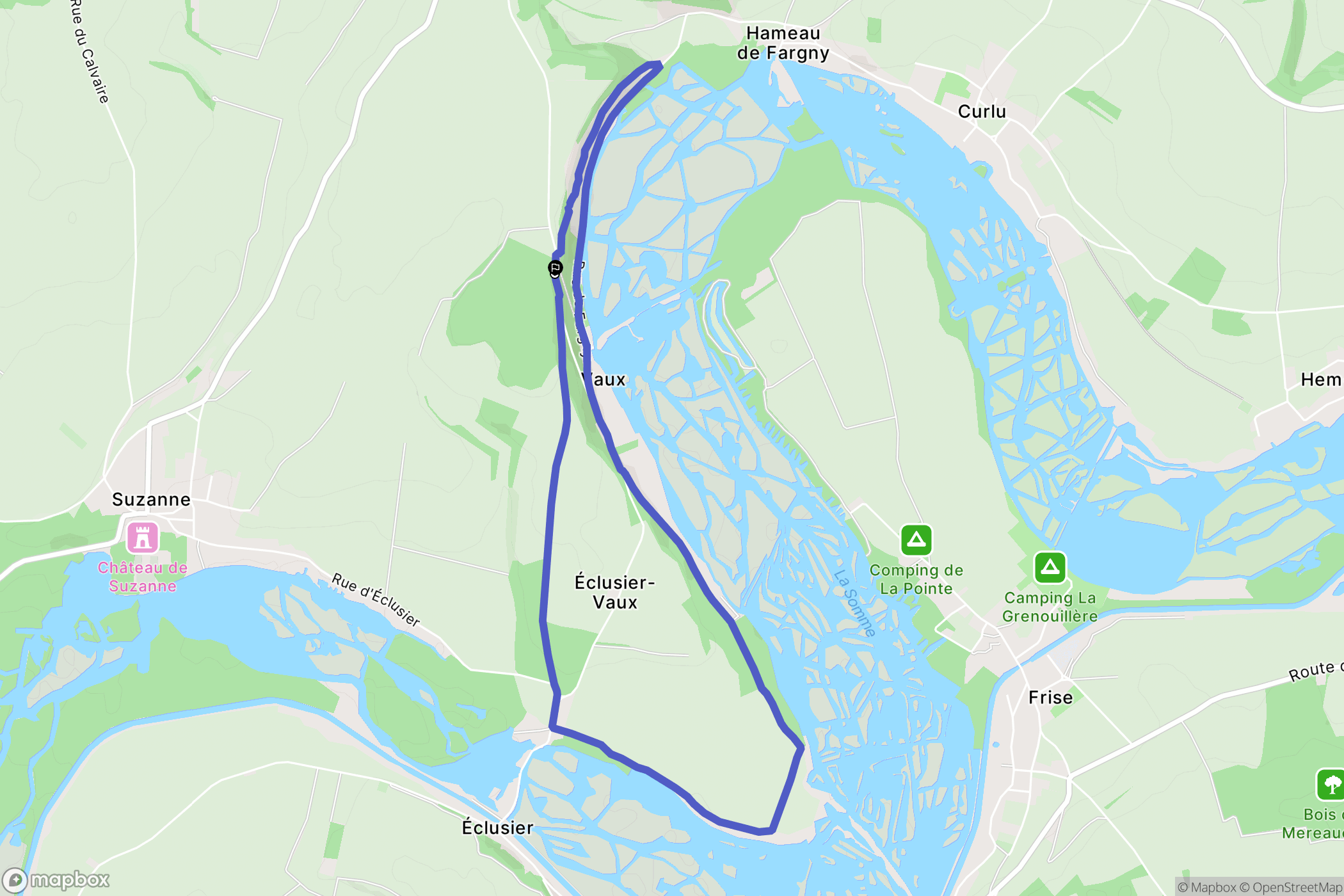 Éclusier-Vaux : carte du parcours de randonnée - France