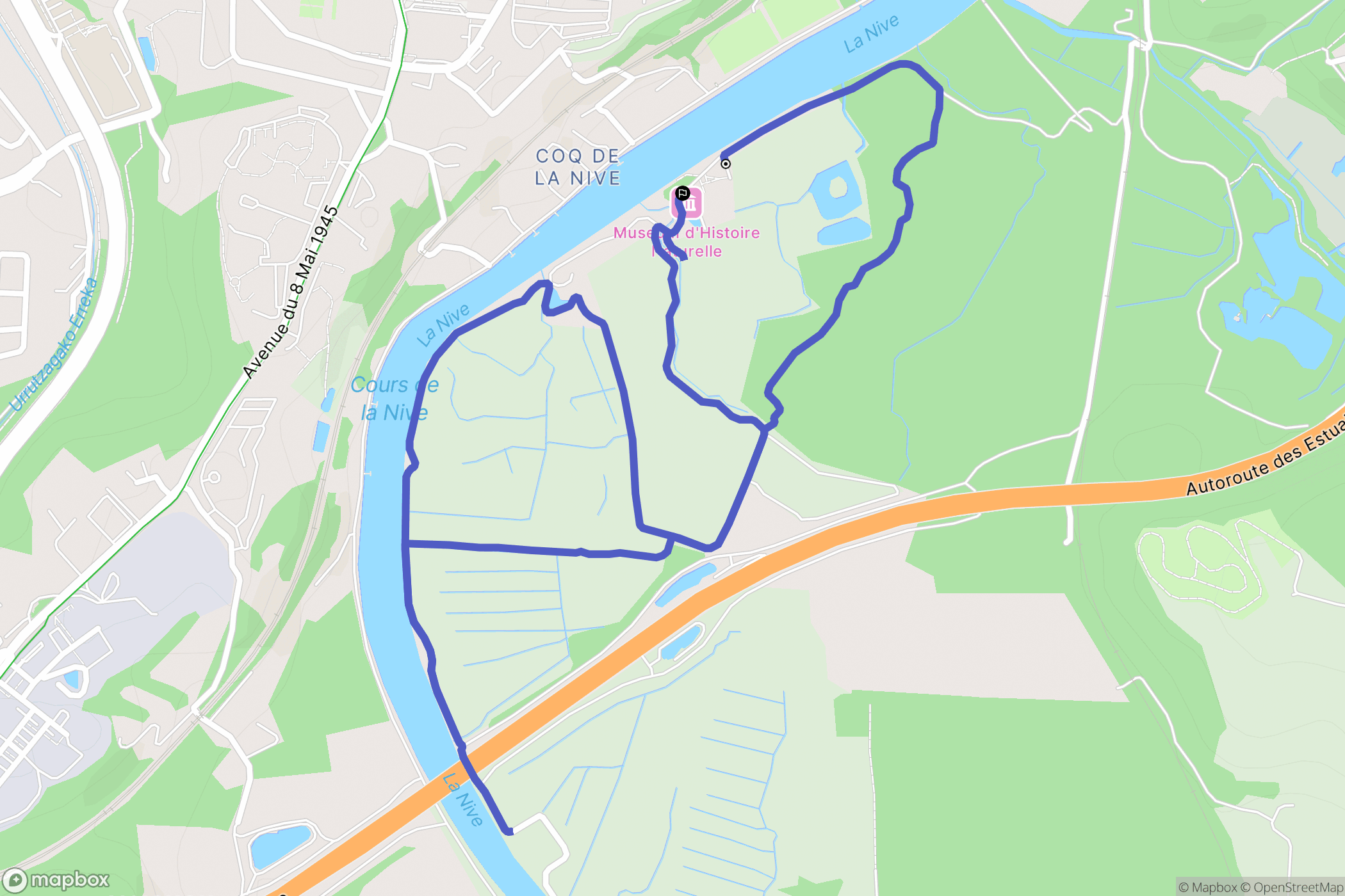 Bayonne : carte du parcours de randonnée - France