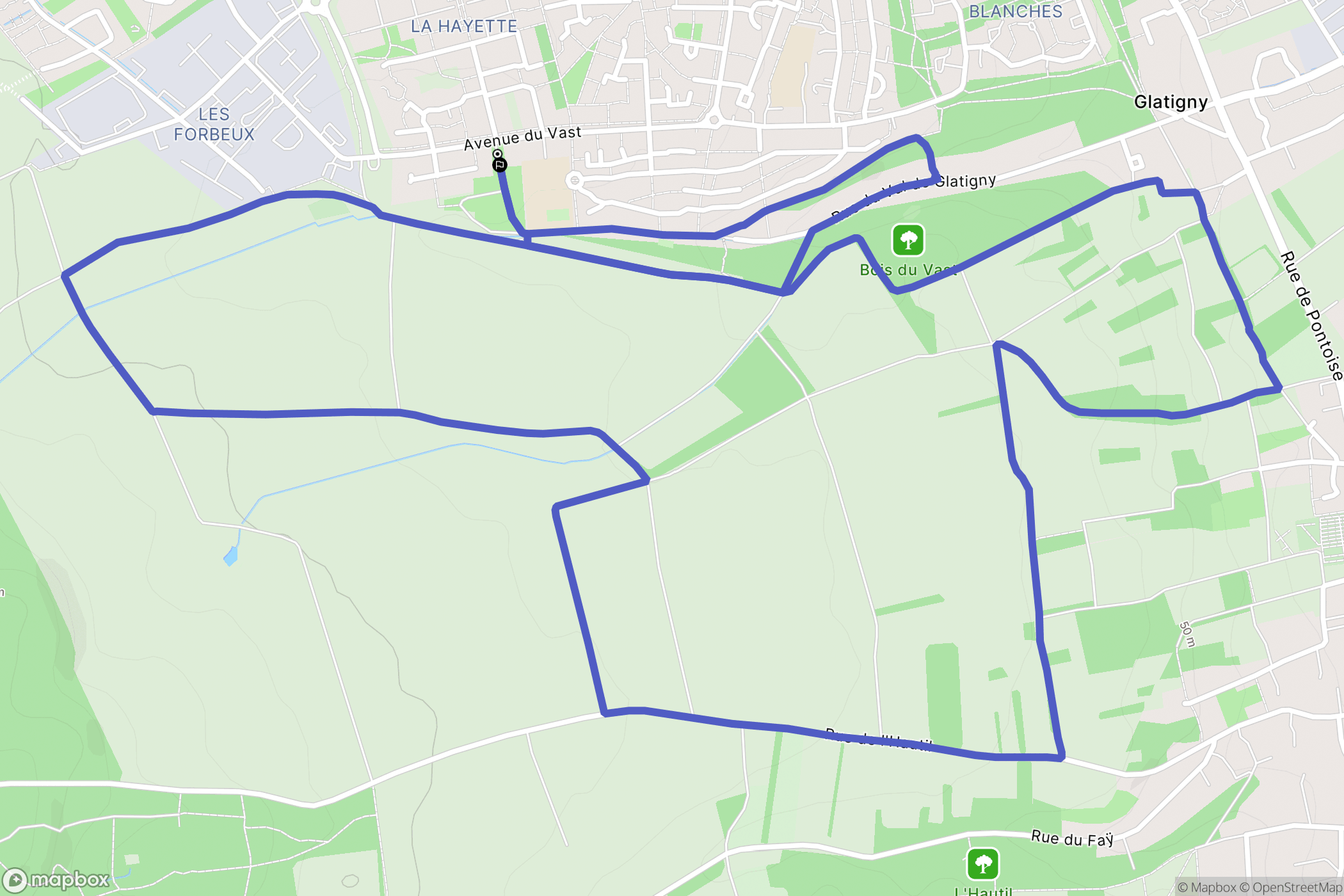 Jouy-le-Moutier : carte du parcours de randonnée - France