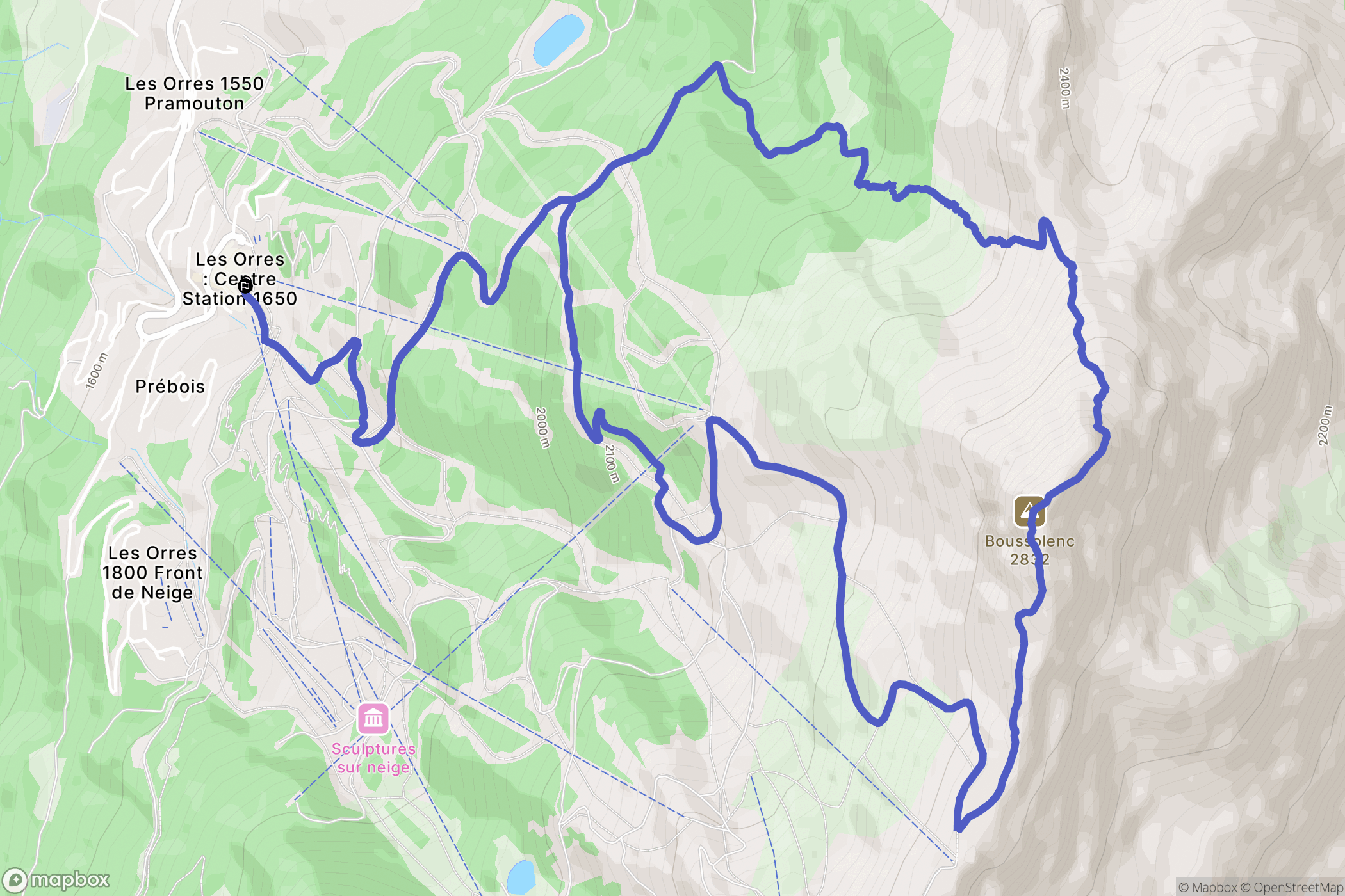 Les Orres : carte du parcours de randonnée - France