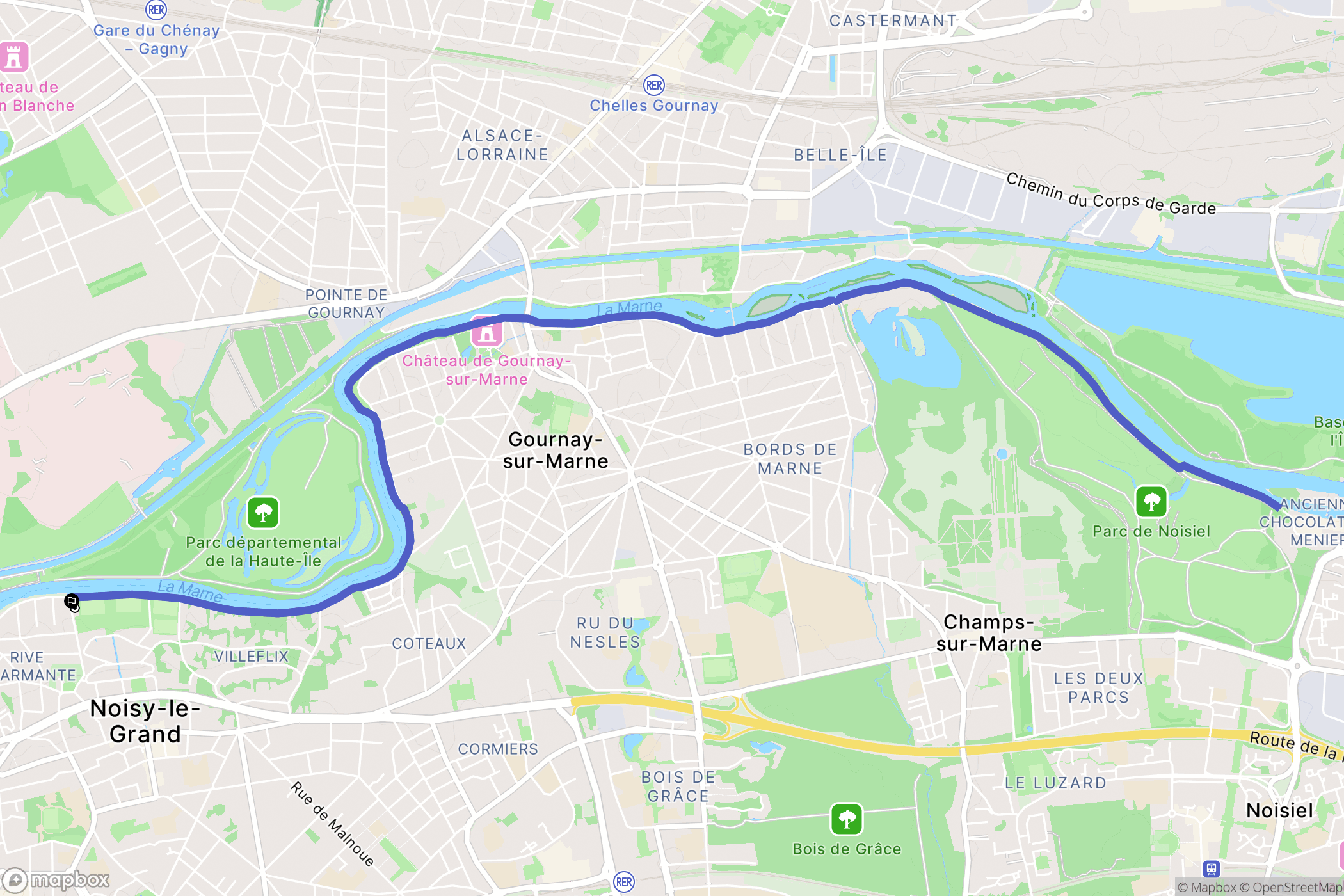 Noisy-le-Grand : carte du parcours de randonnée - France