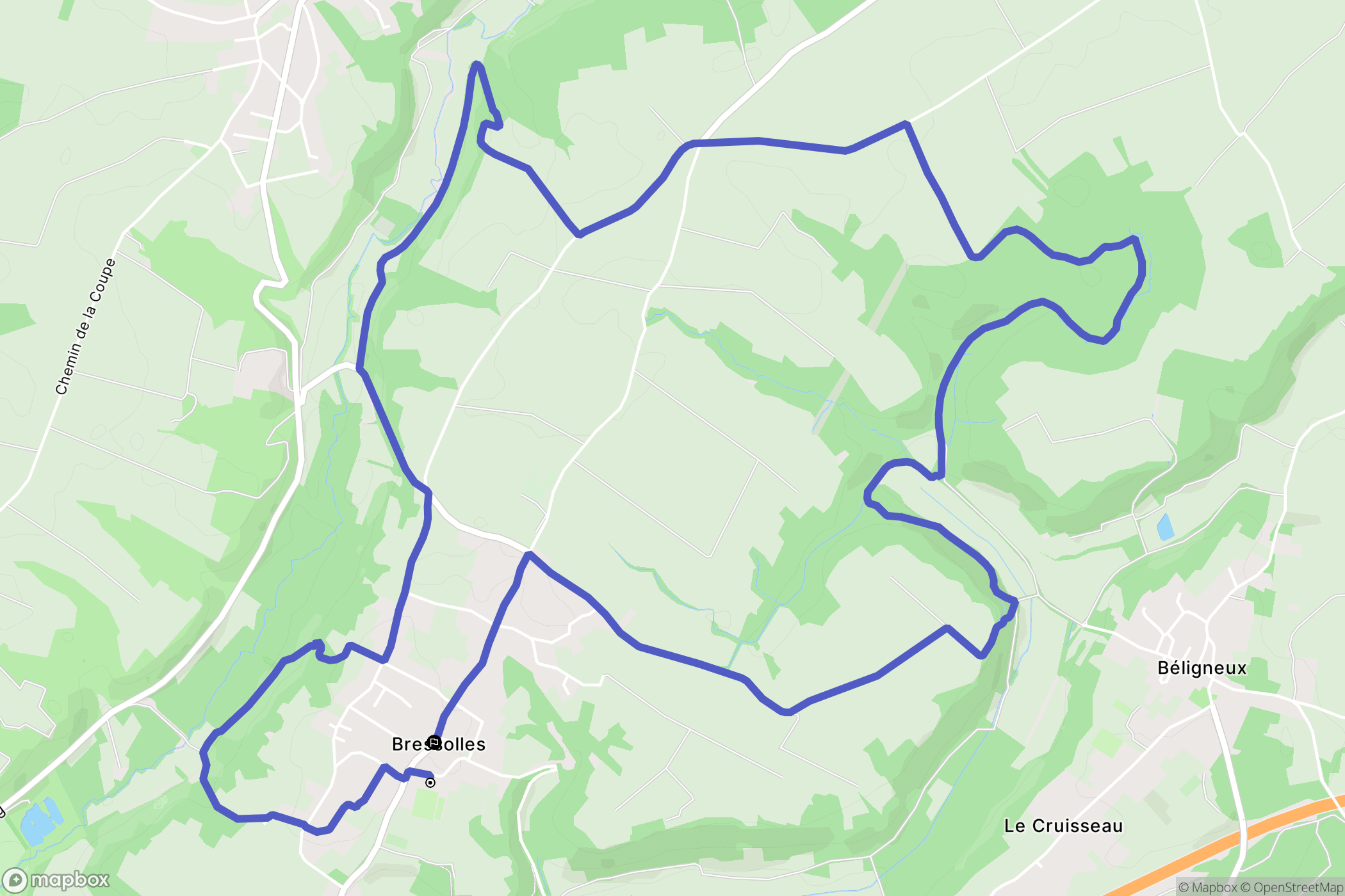 Bressolles : carte du parcours de randonnée - France