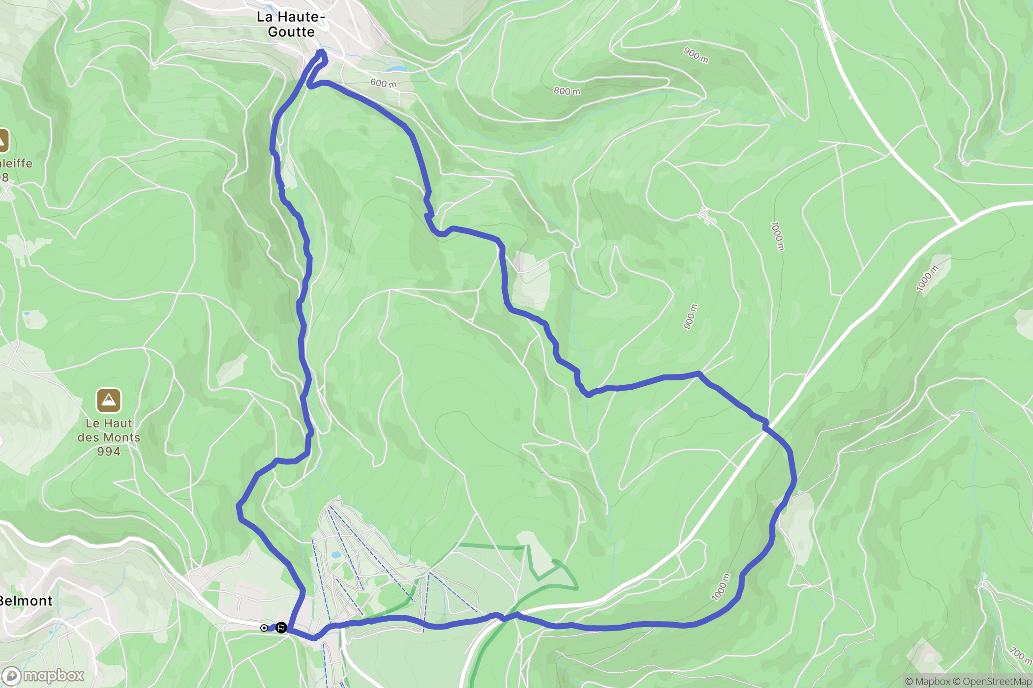 Belmont : carte du parcours de randonnée - France
