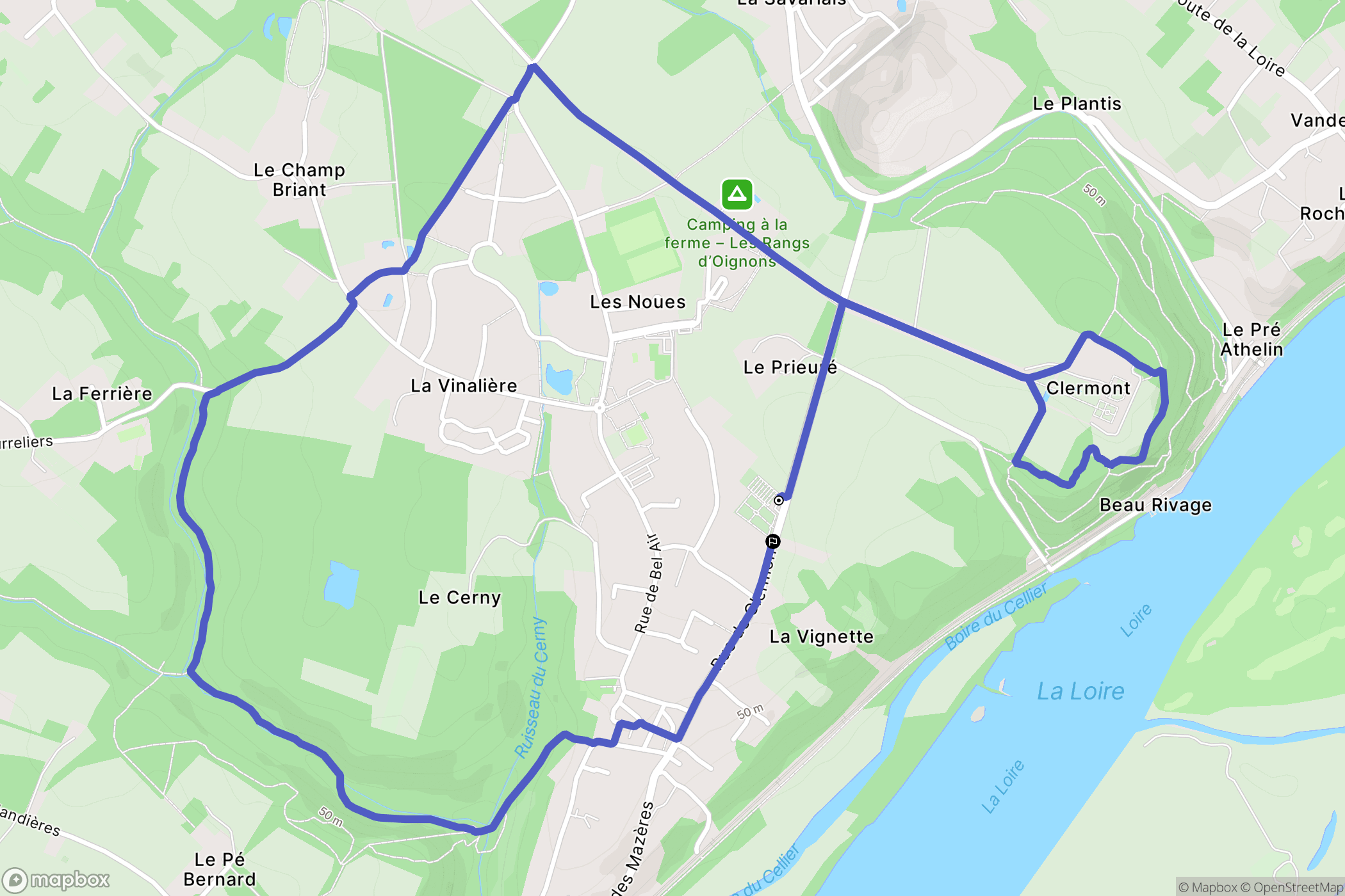 Le Cellier : carte du parcours de randonnée - France