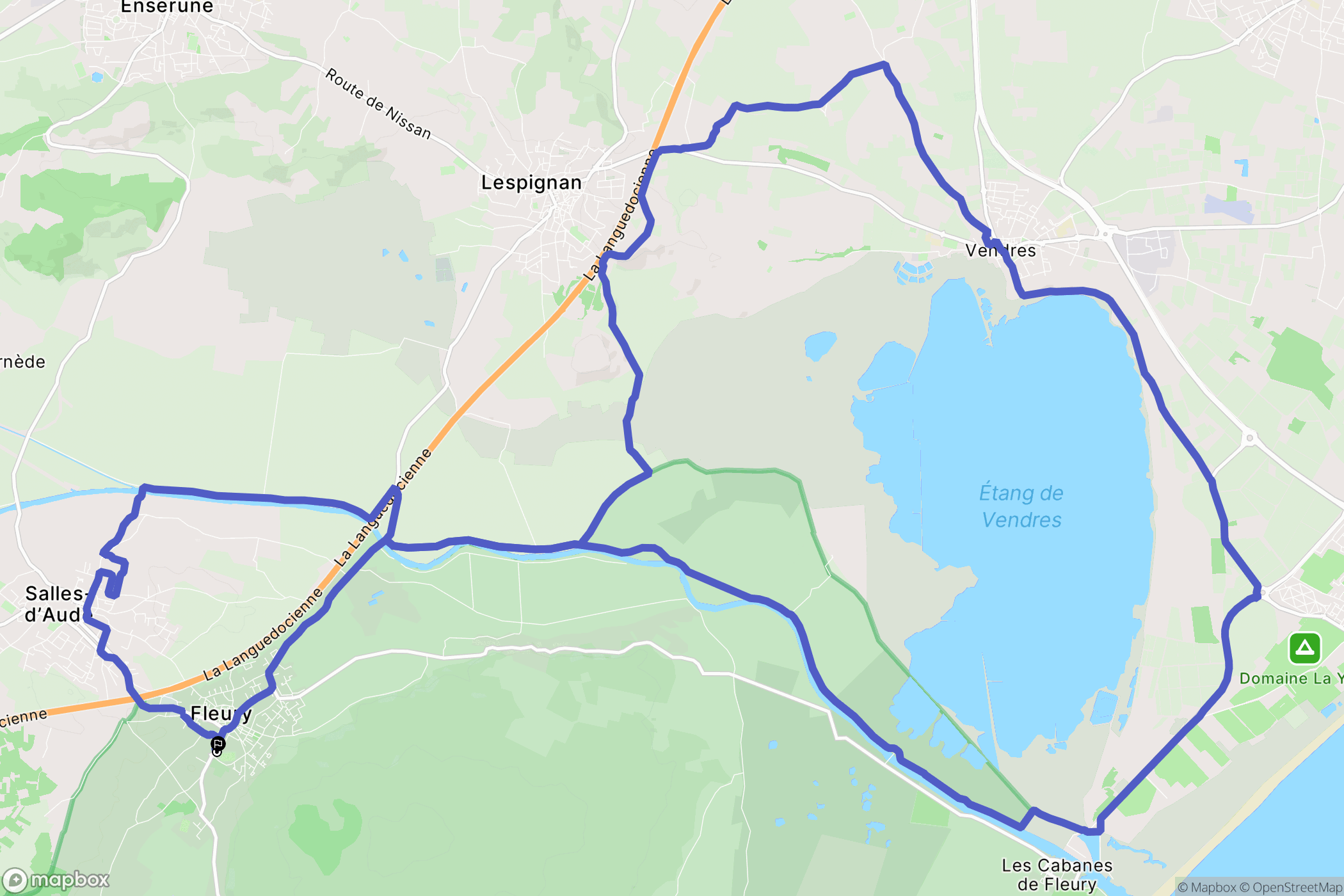 Fleury : carte du parcours de randonnée - France