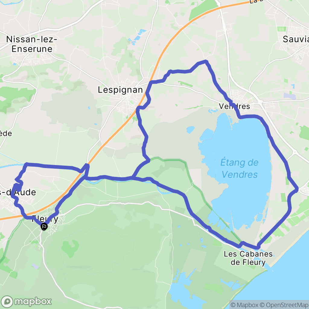 Fleury : carte du parcours de randonnée - France