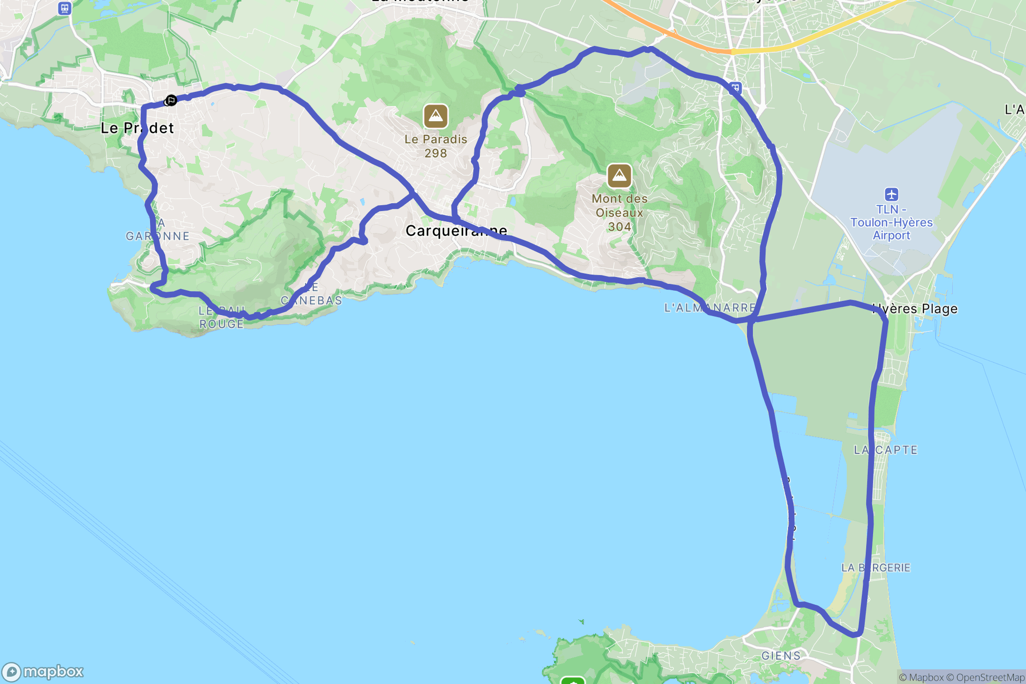 Le Pradet : carte du parcours de randonnée - France