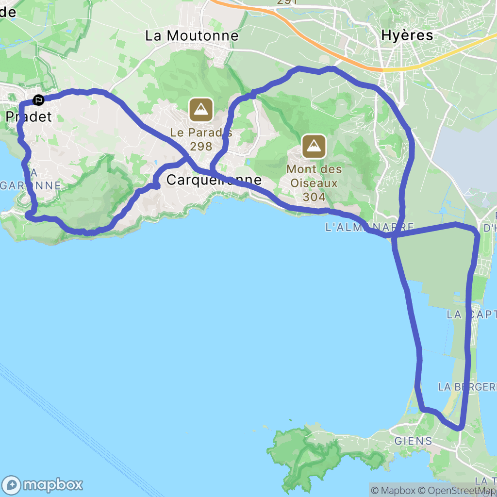 Le Pradet : carte du parcours de randonnée - France