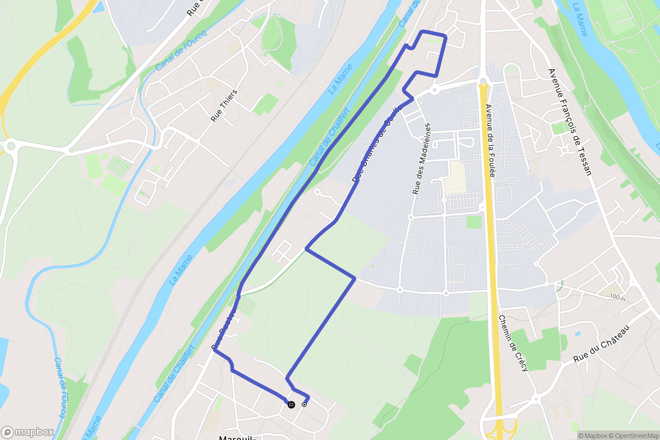 Mareuil-lès-Meaux : carte du parcours de randonnée - France