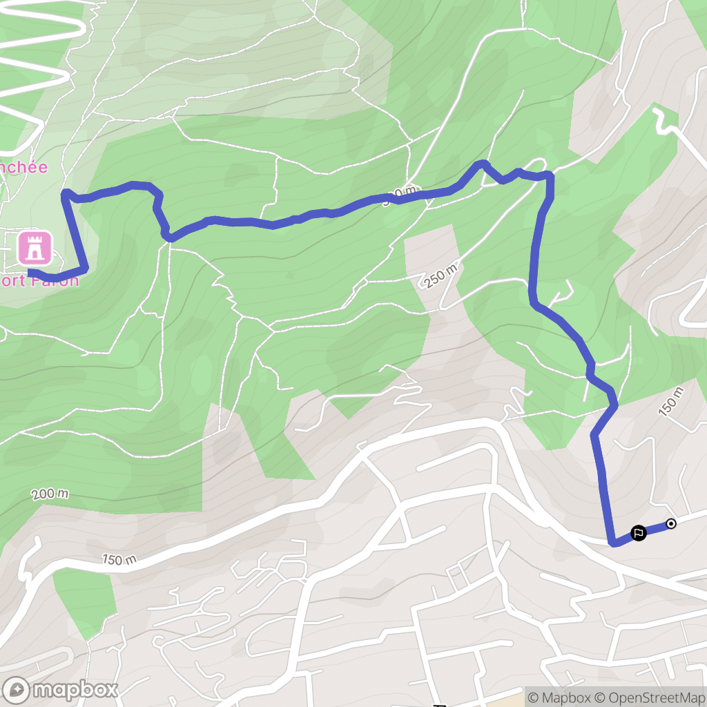 Toulon : carte du parcours de randonnée - France