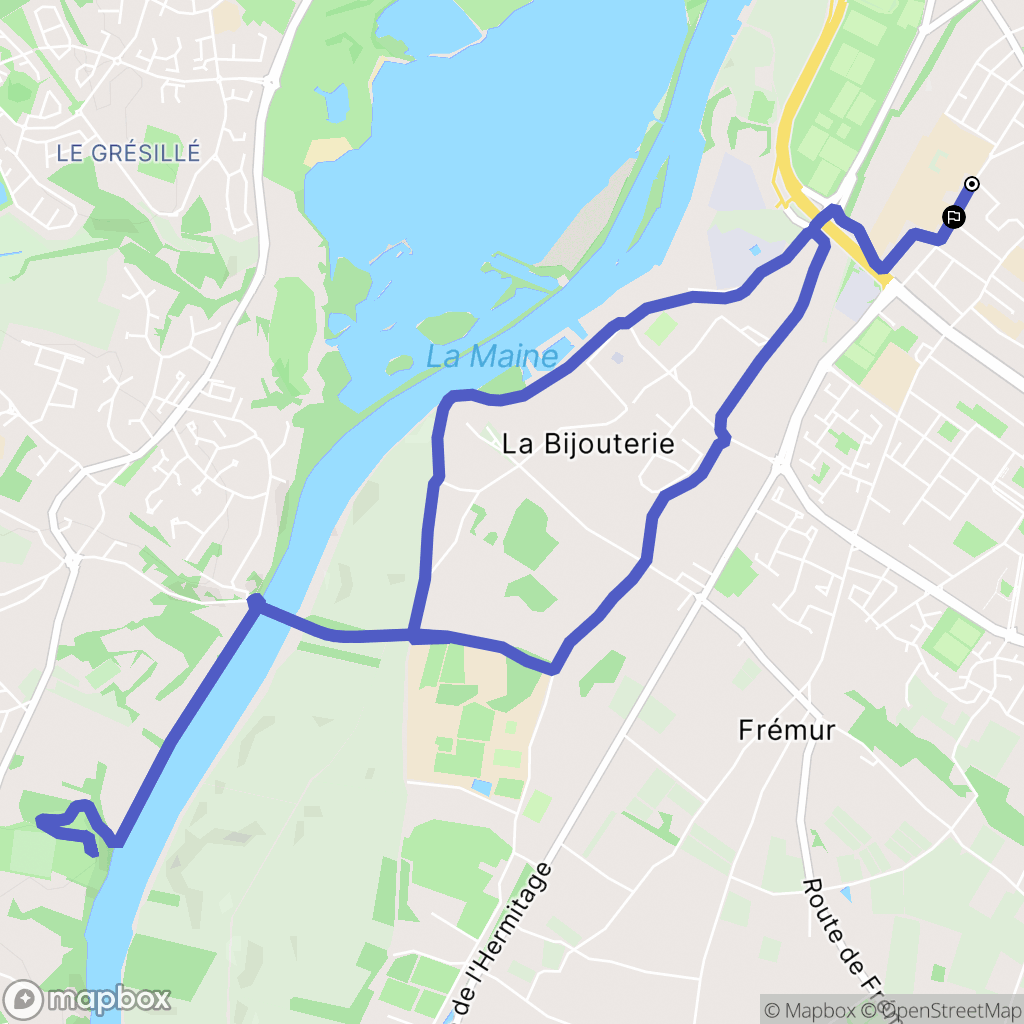 Angers : carte du parcours de randonnée - France