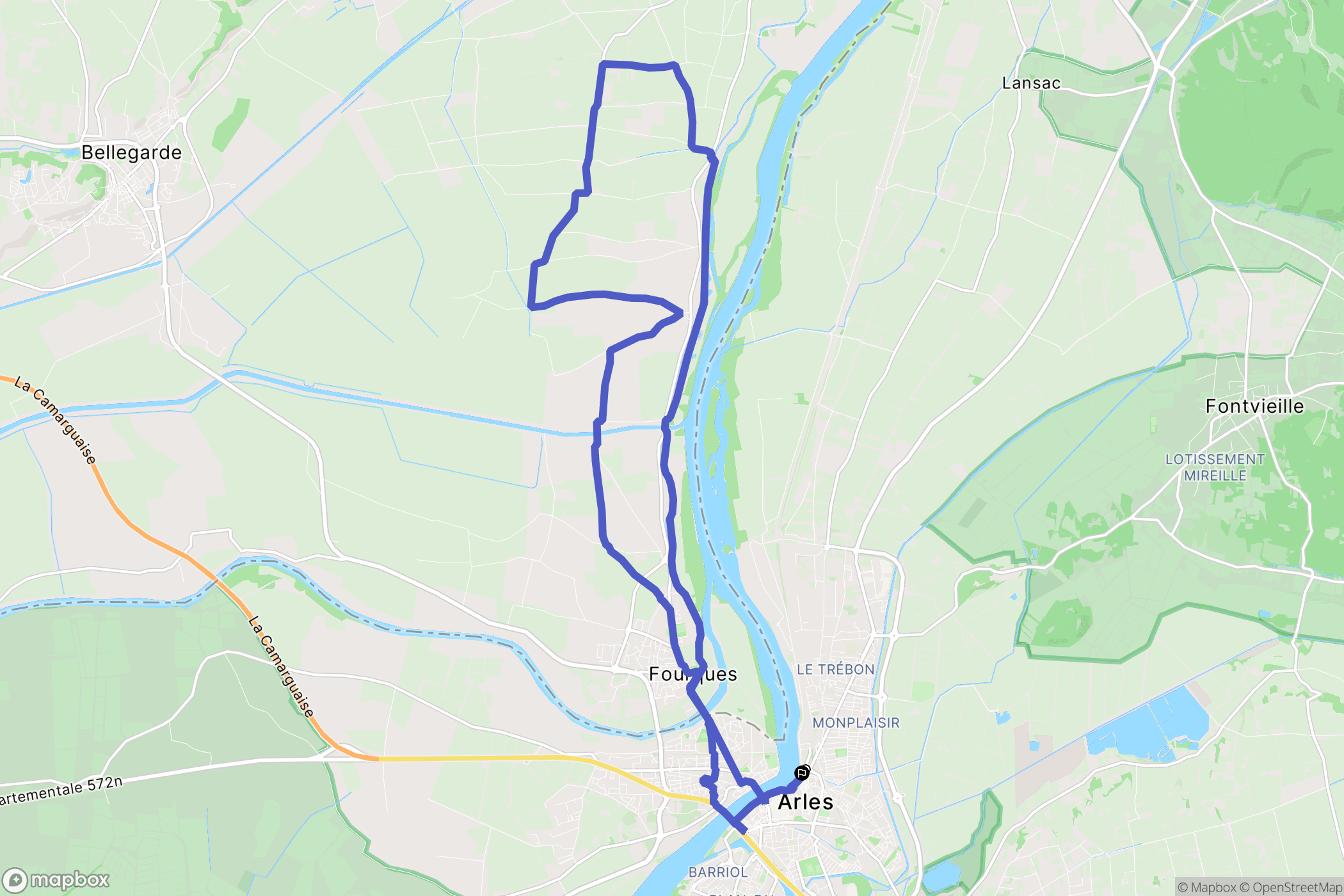 Arles : carte du parcours de randonnée - France