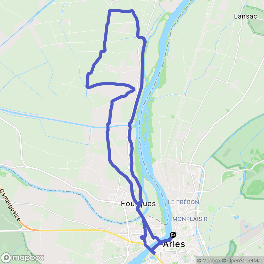 Arles : carte du parcours de randonnée - France