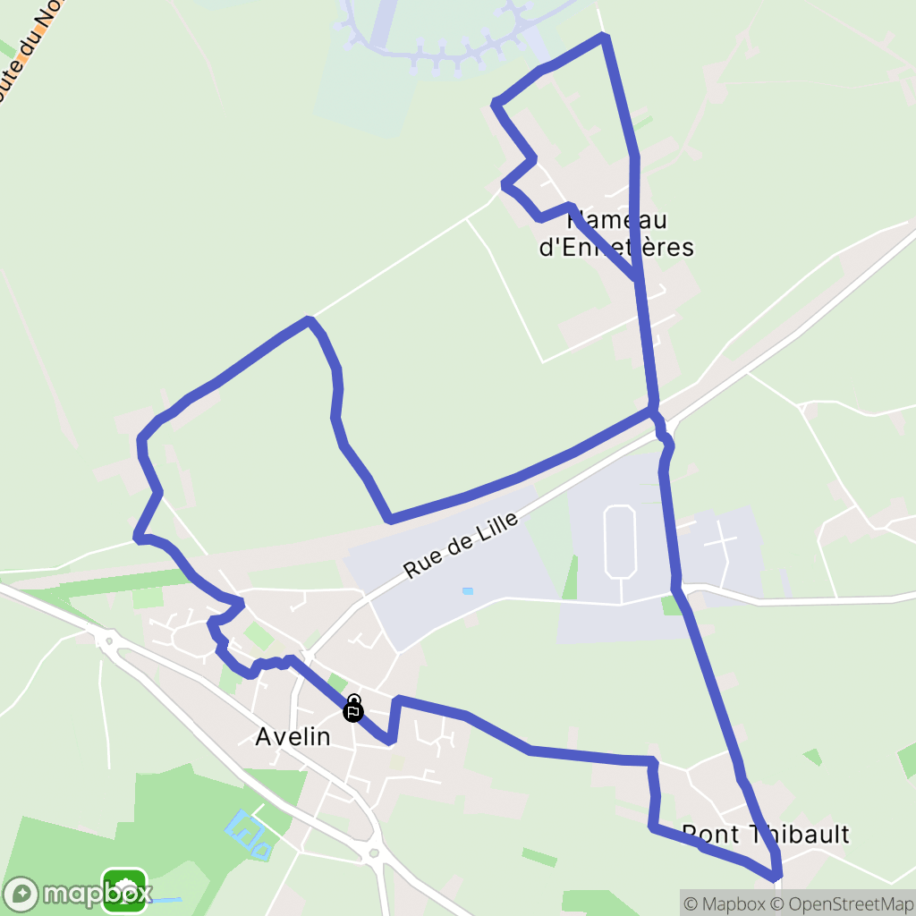 Avelin : carte du parcours de randonnée - France